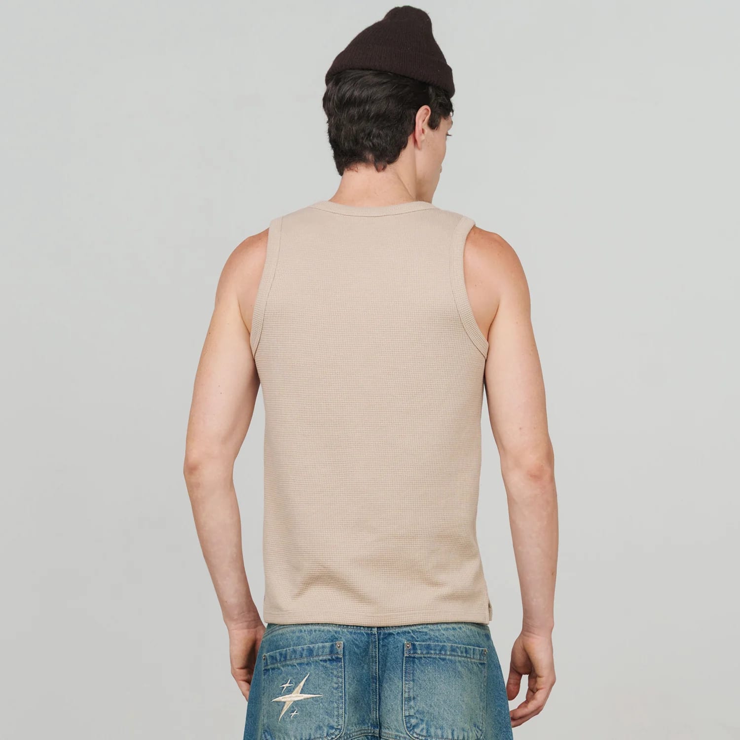 Textured Sleeveless T-Shirt - Sand - imagen 7