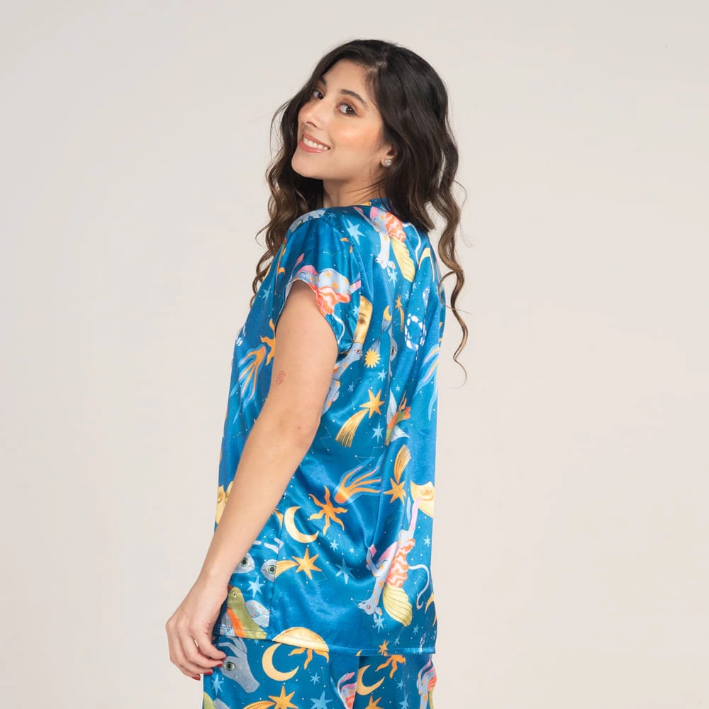 Camisa Manga Corta Satin Estampado Alebrijes. - imagen 2