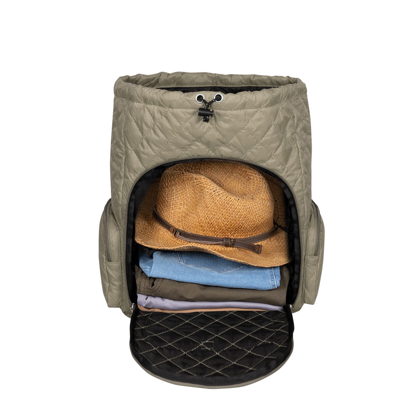 Morral Mochilero Pequeno Puffer Beige - imagen 5