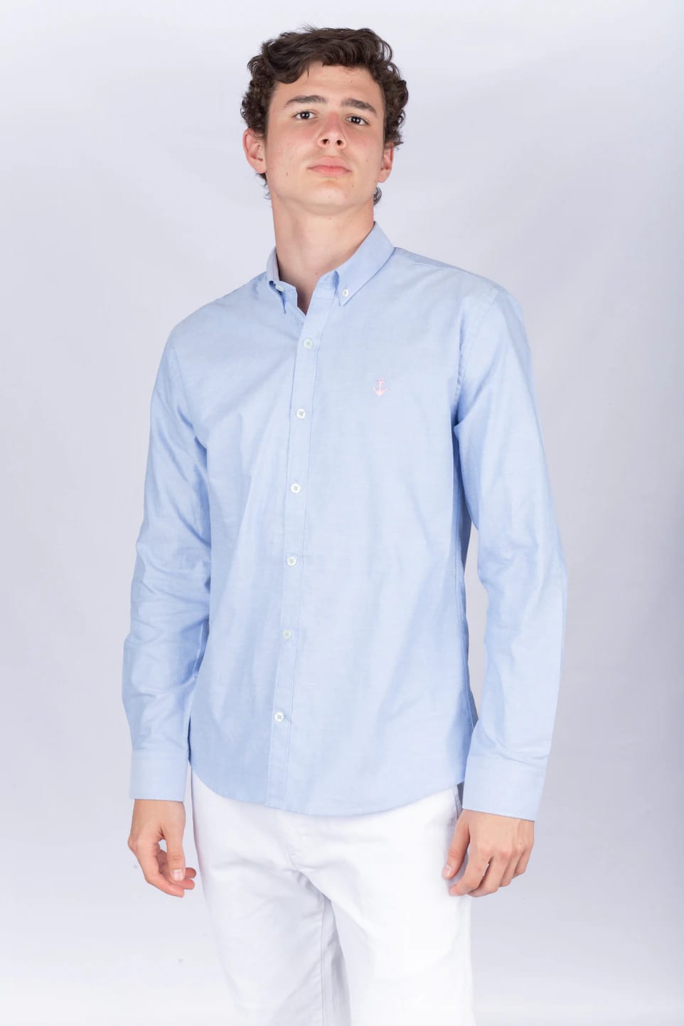 Camisa Oxford Azul Cielo A Rosada - imagen 2