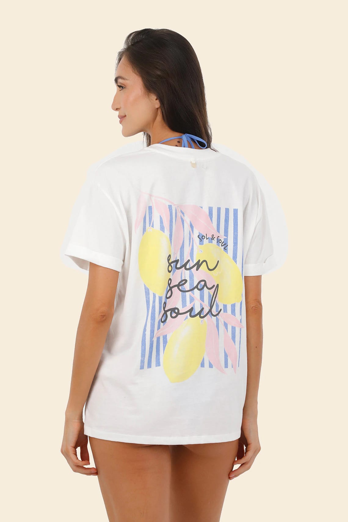 Zebra Line Blue Overzise T Shirt - imagen 3