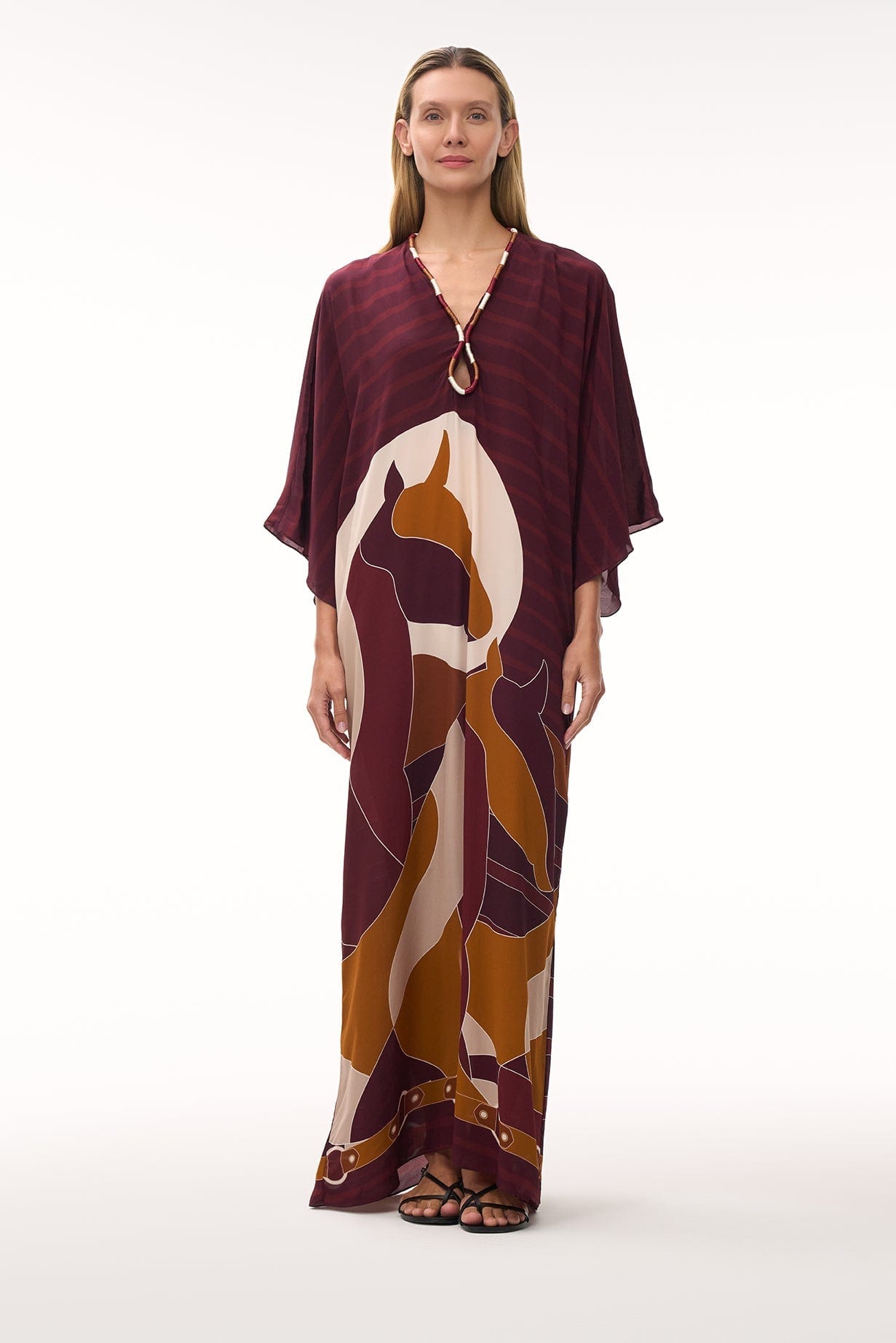 Andina Crepe Chine Tunic / Purple Horses - imagen 2