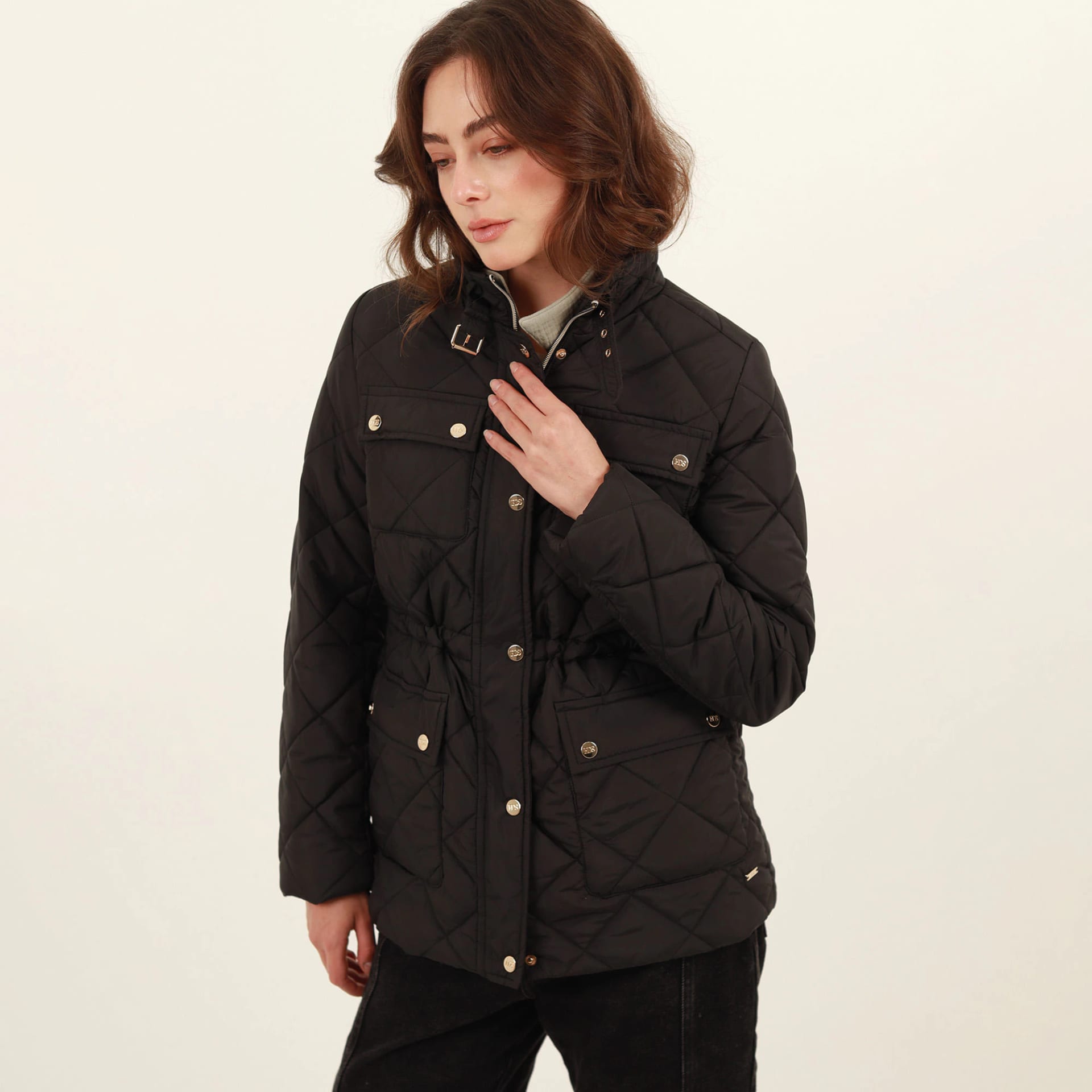 Chaqueta larga acolchada con ajuste en cintura - imagen 4