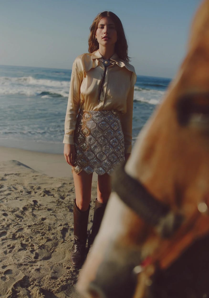 Las Ventas Palms Sequined Mini Skirt / Silver & Gold - imagen 4