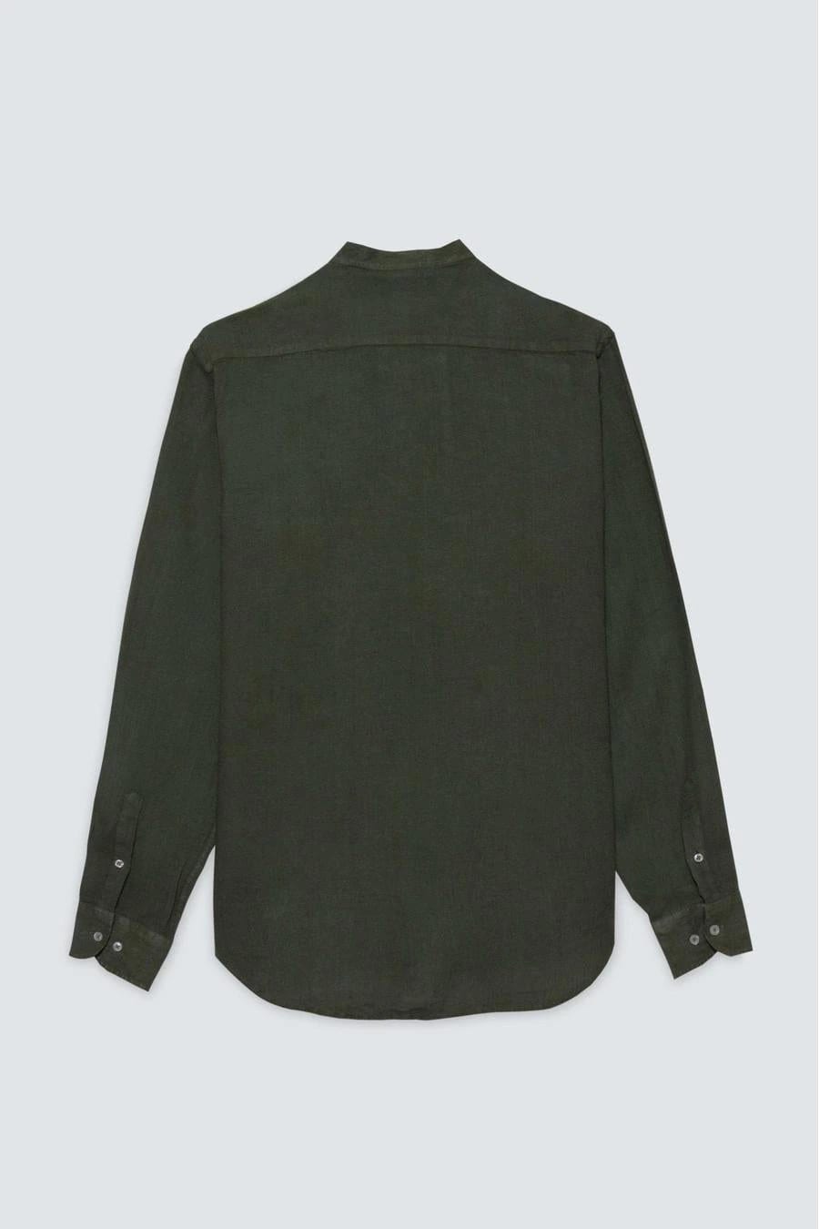 Men's linen shirt mao military green basic - imagen 2