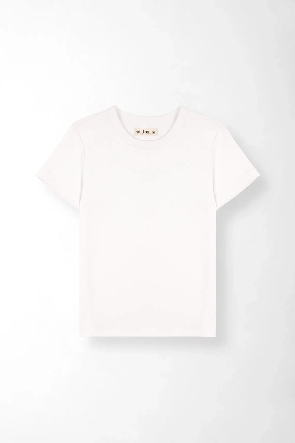 Camiseta regular fit con cuello redondo en blanco para mujer - imagen 9