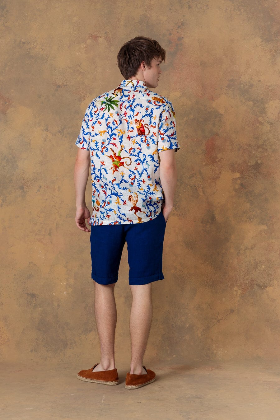 Men's shirt linen bowling chiron white - imagen 2