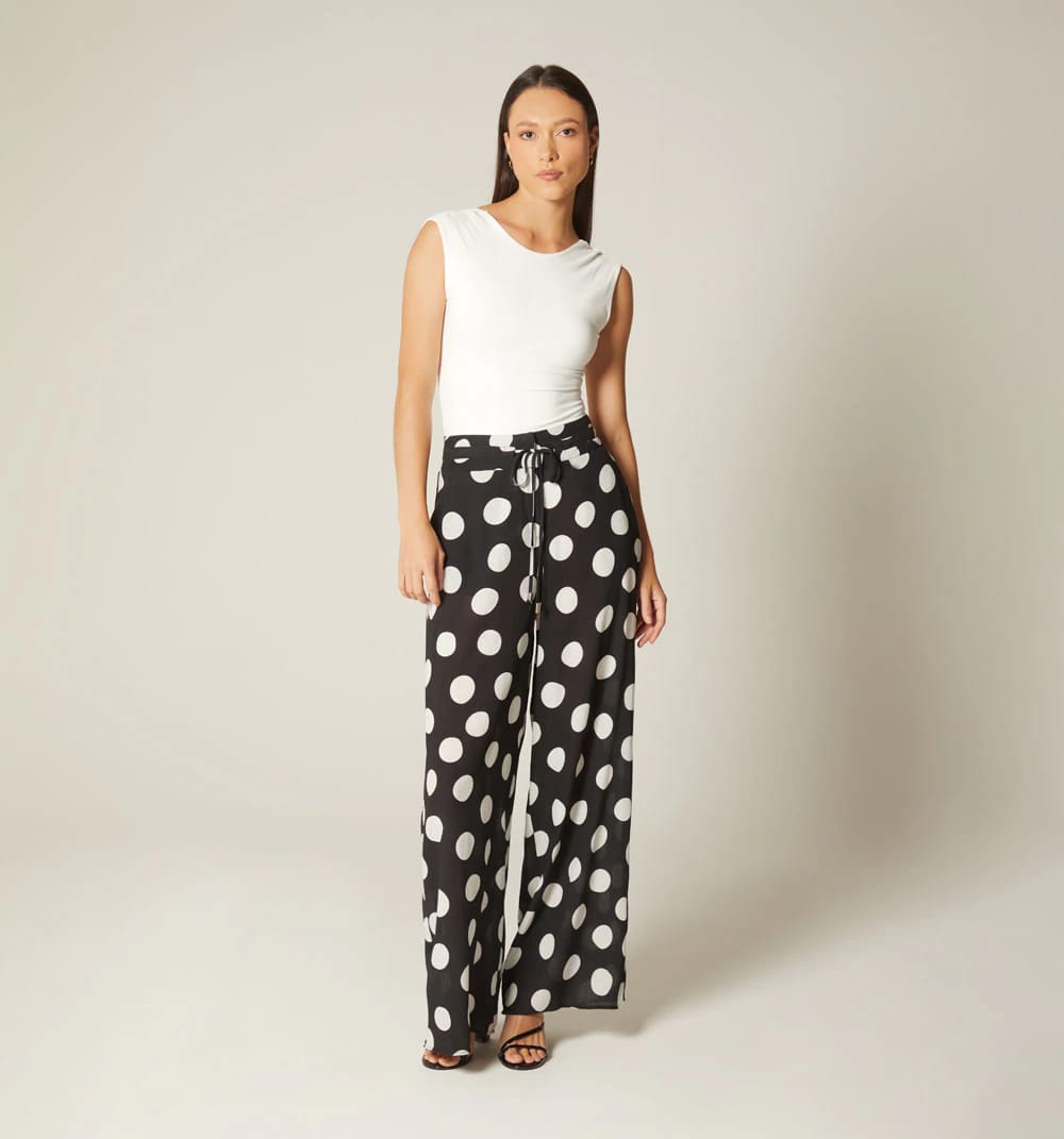 Pantalón palazo pretina ruchada - imagen 2