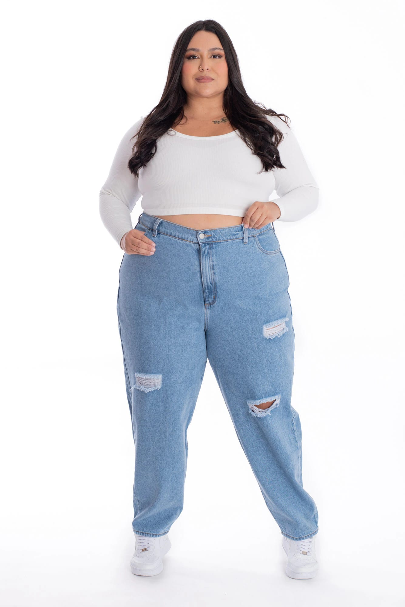 Jean Boyfriend Rotos Azul Claro 378 - imagen 14