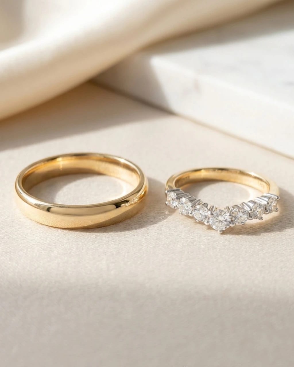 Argollas matrimonio Oro Blanco y Amarillo Diamantes 18k - imagen 2