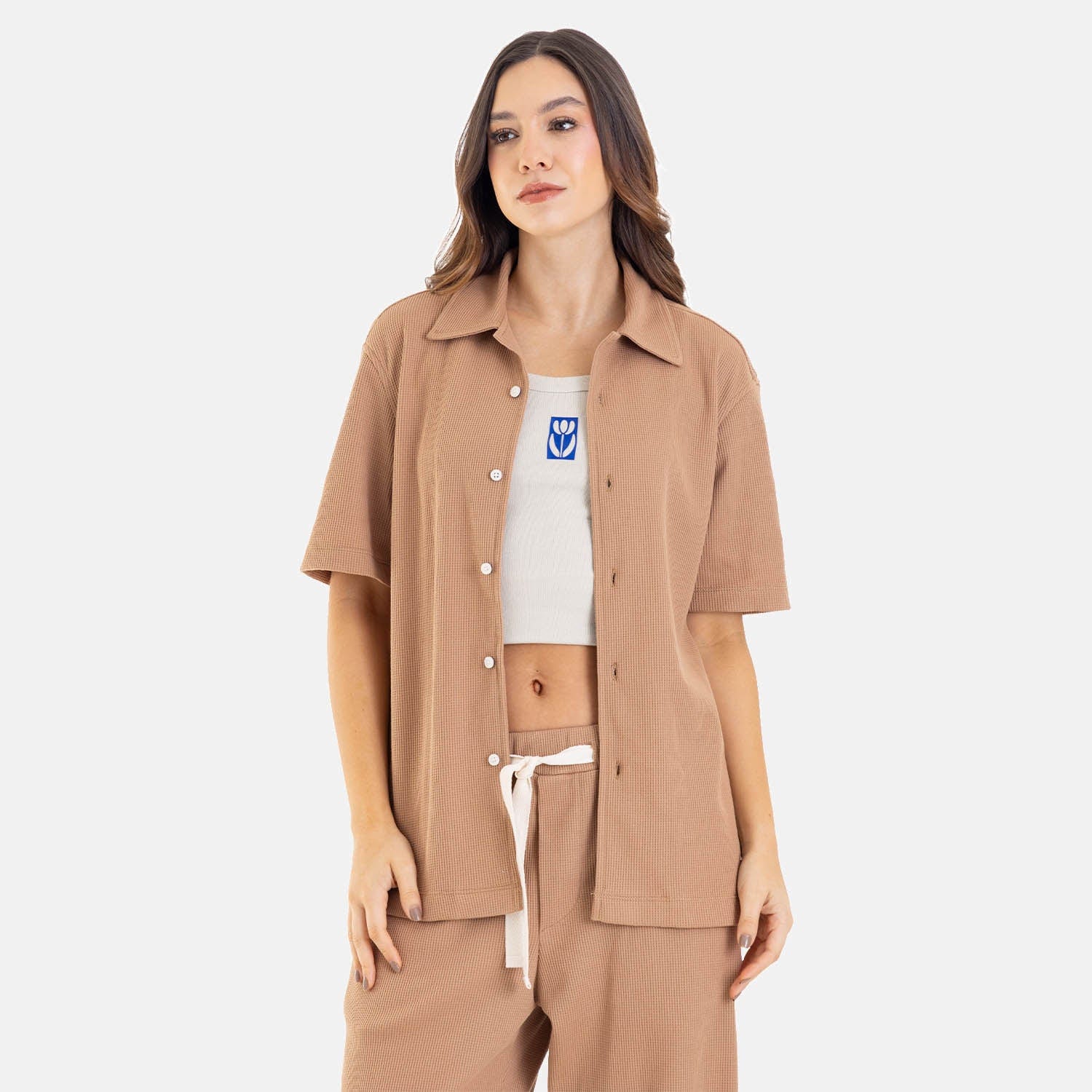 Relaxed Short Sleeve Shirt Mocca - imagen 2