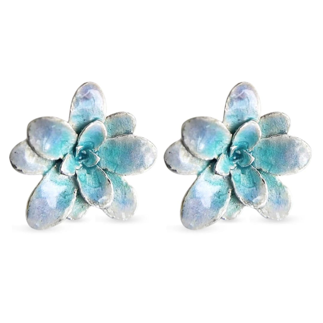 Aretes suculentas Cene en plata con esmalte - imagen 1