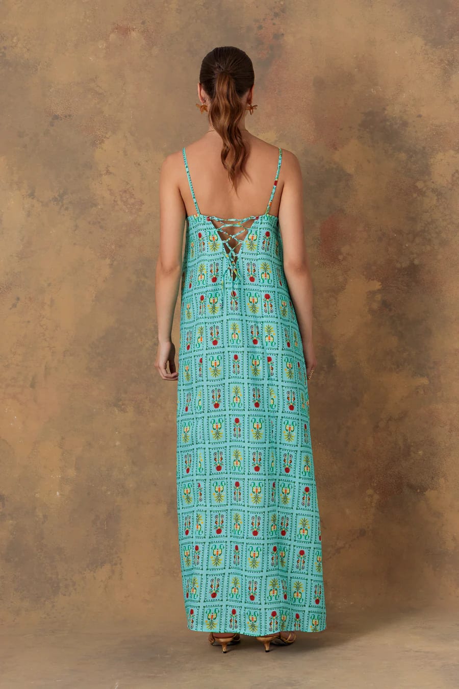 Women's dress linen dionisio turquoise - imagen 6
