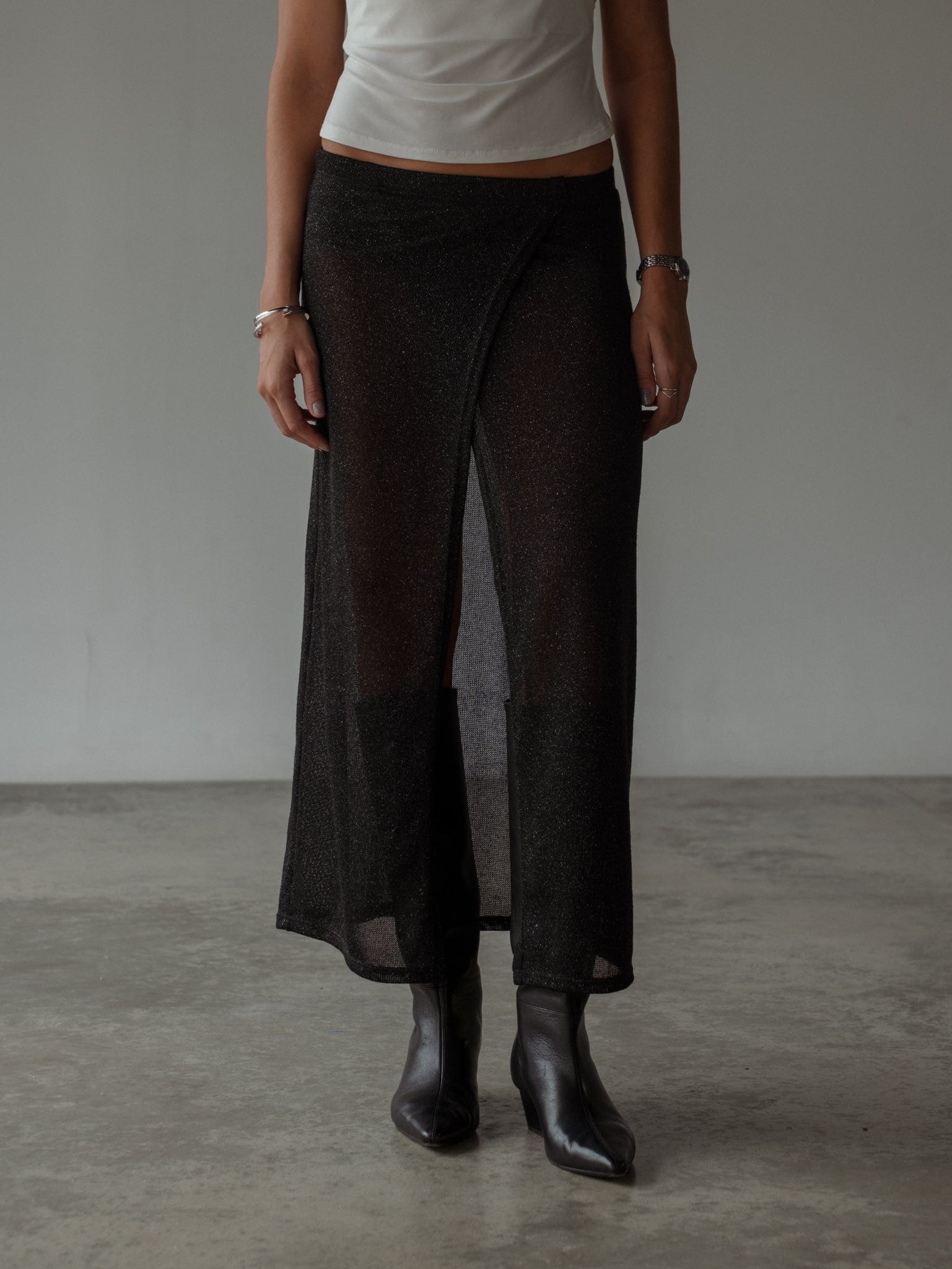 OVER LONG SKIRT - GLOSSY BLACK - imagen 8