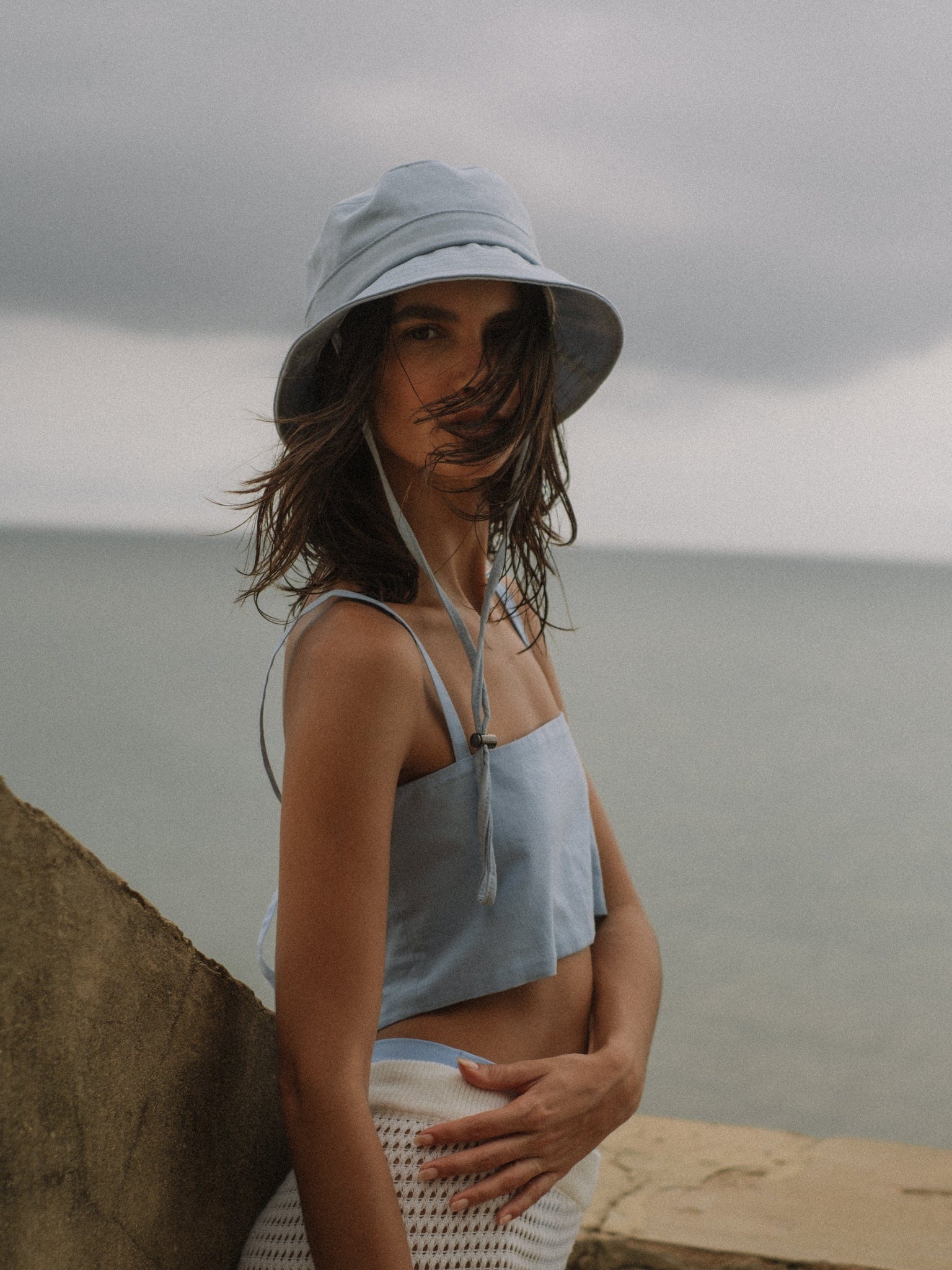 SQUARE LINEN TOP - BABY BLUE - imagen 5