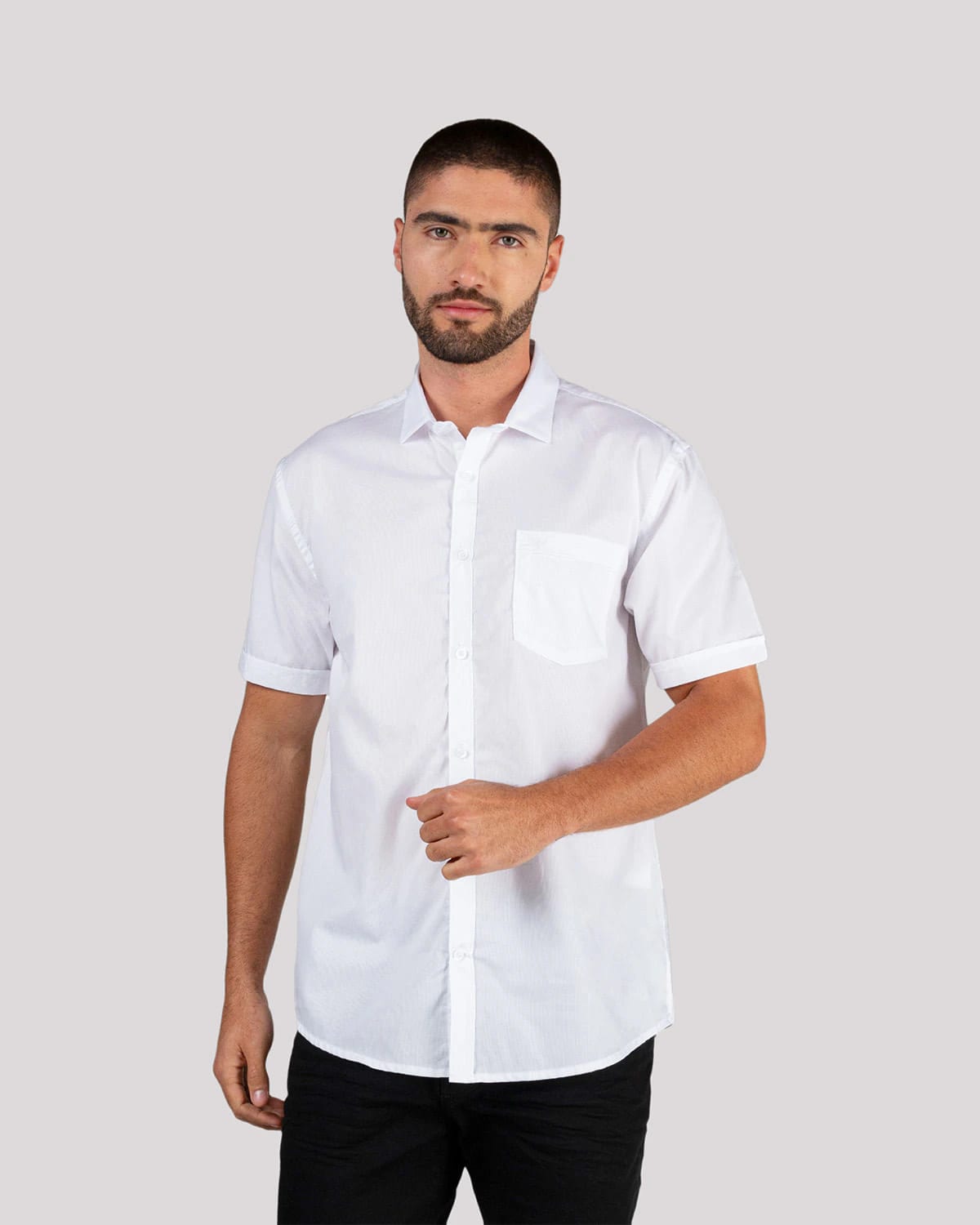 Camisa blanca manga corta para hombre - imagen 2