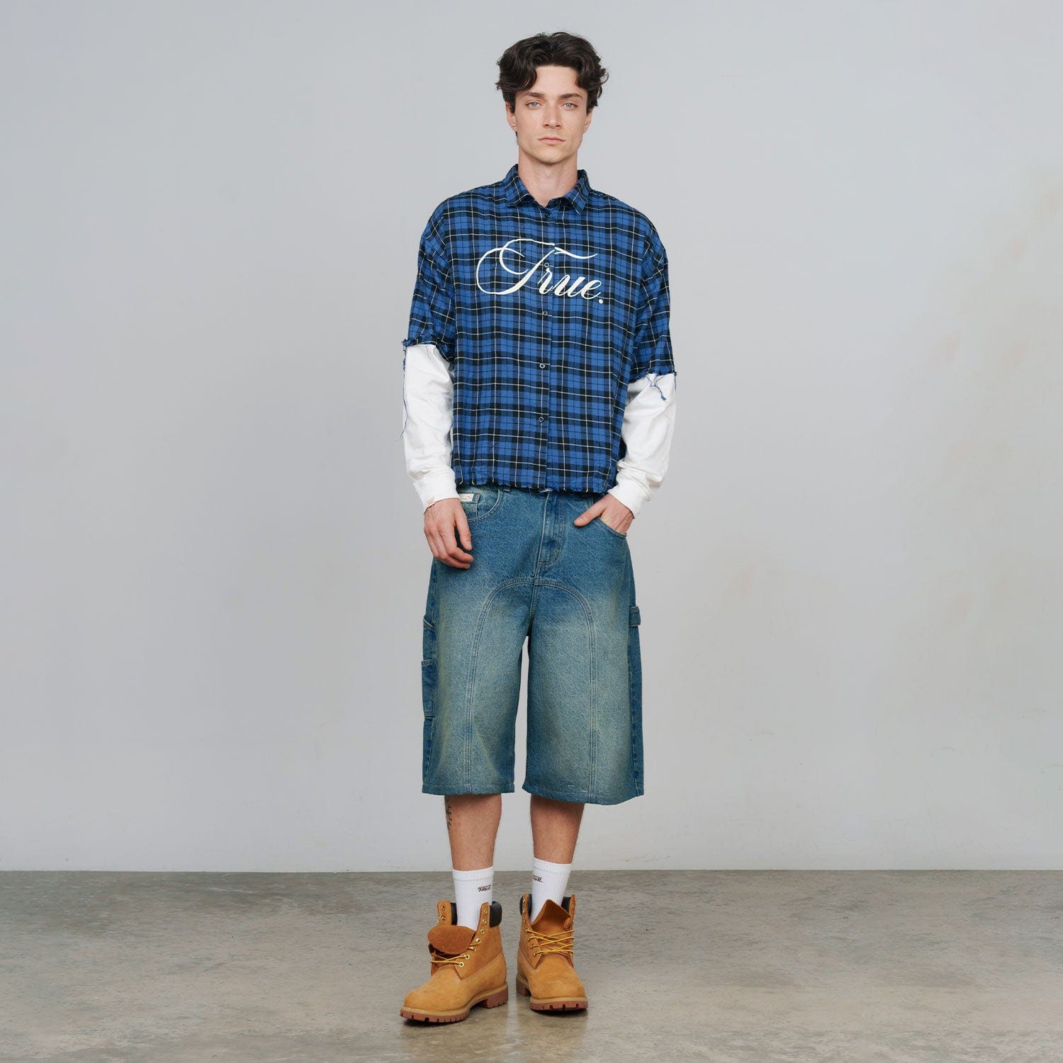 Slashed Denim Jorts - Blue - imagen 4