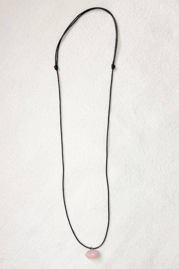 Collar cuerda cuarzo rosa hexágono - imagen 4