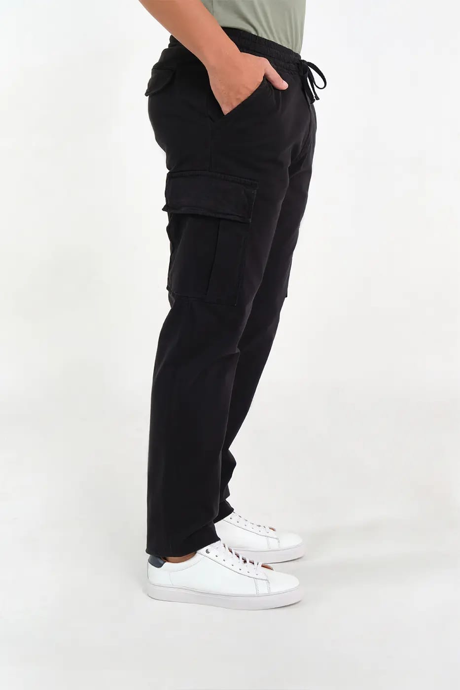 Pantalón Cargo Slim Fit Mezcla Algodón Negro - imagen 2