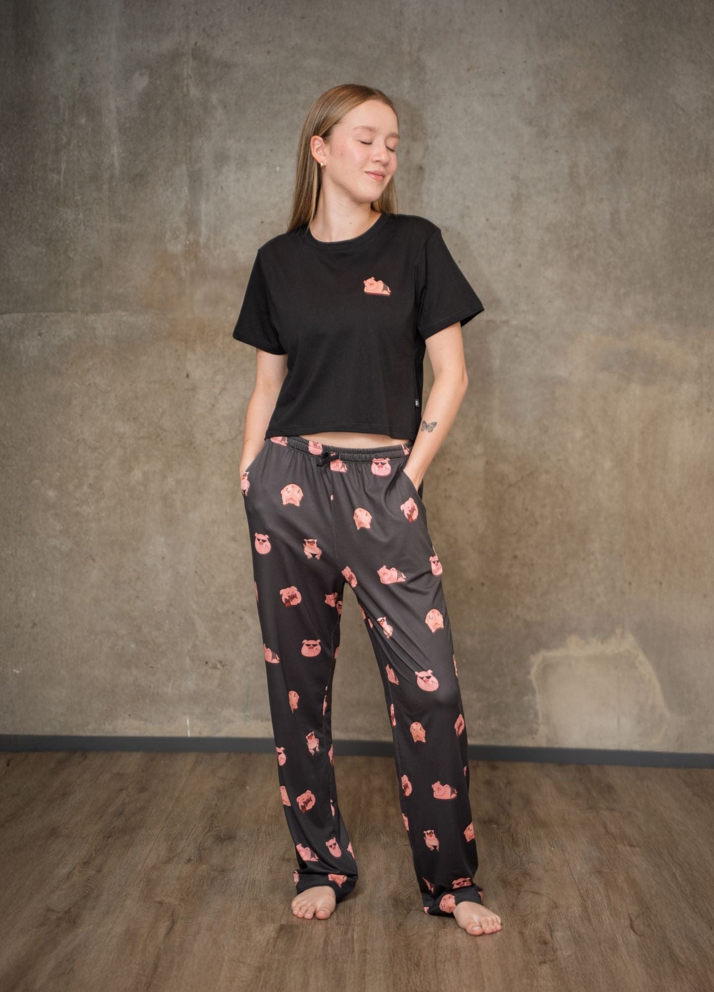 Conjunto Pantalón Cerditos - Negro - imagen 1