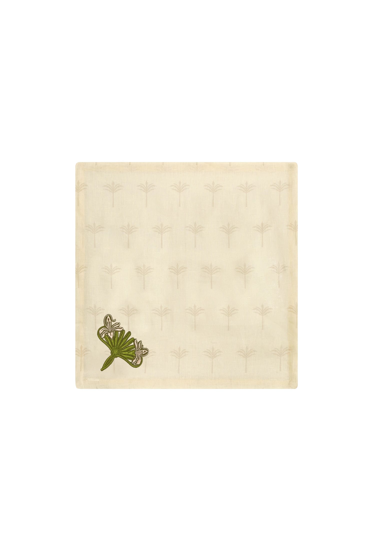Lirios Linen Napkins / Ivory & Green - Set of 4 - imagen 3