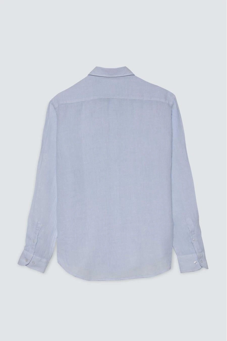 Men's linen shirt light blue powder basic - imagen 2