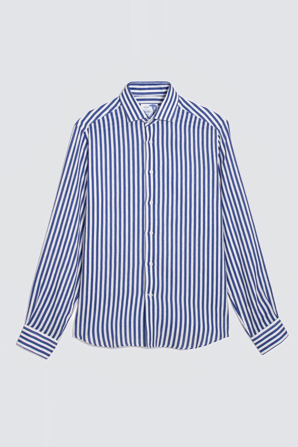 Men's linen shirt electric blue stripes - imagen 1