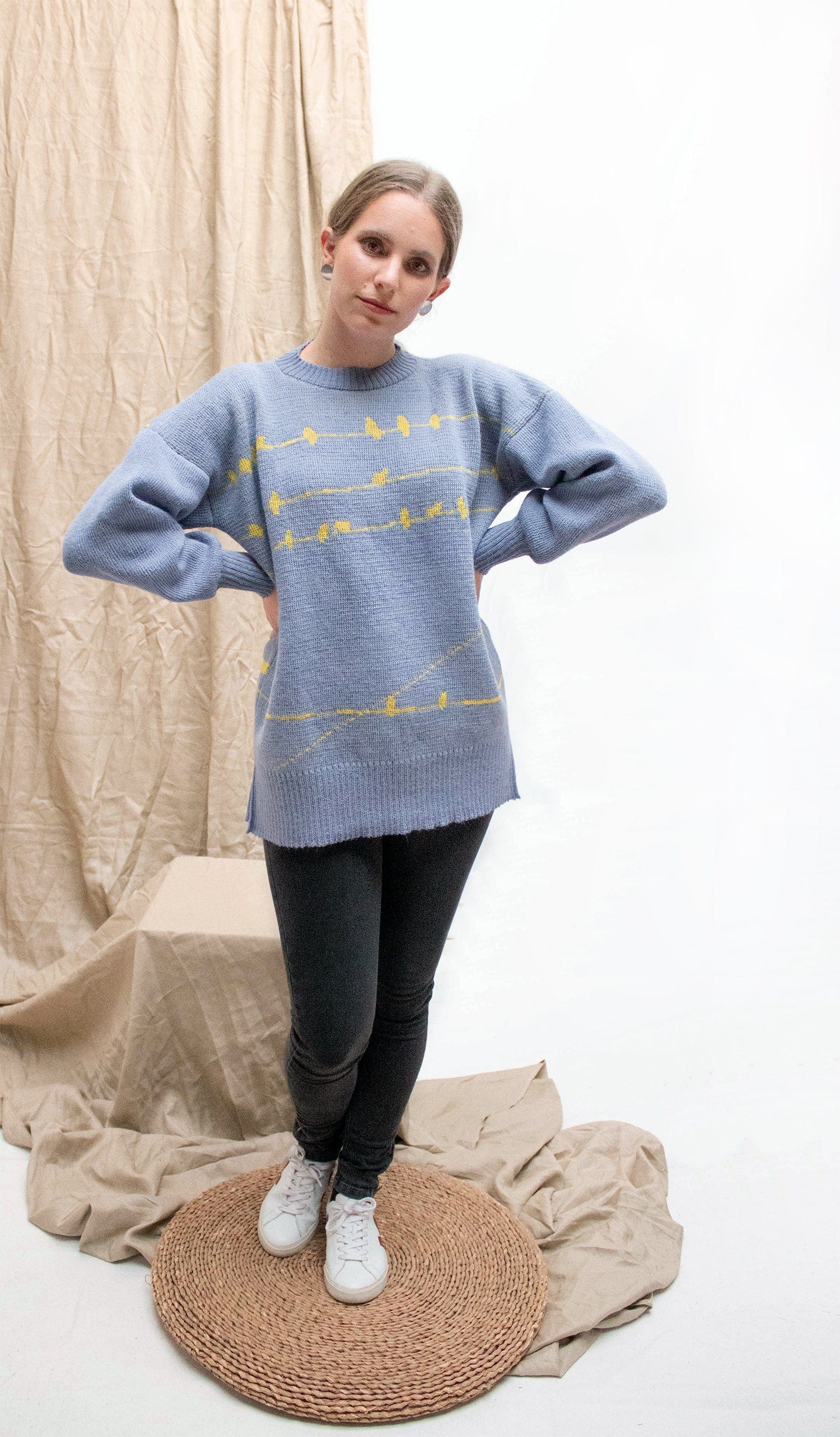 Suéter Pajaritos Alpaca - celeste y amarillo - imagen 6