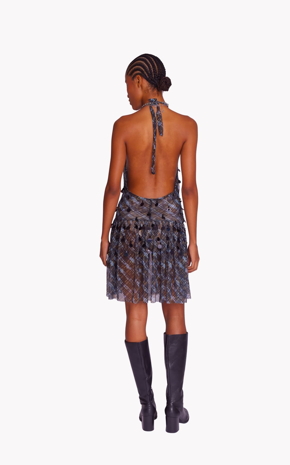 NIGHT GRID EMBROIDERED MESH DRESS - imagen 5