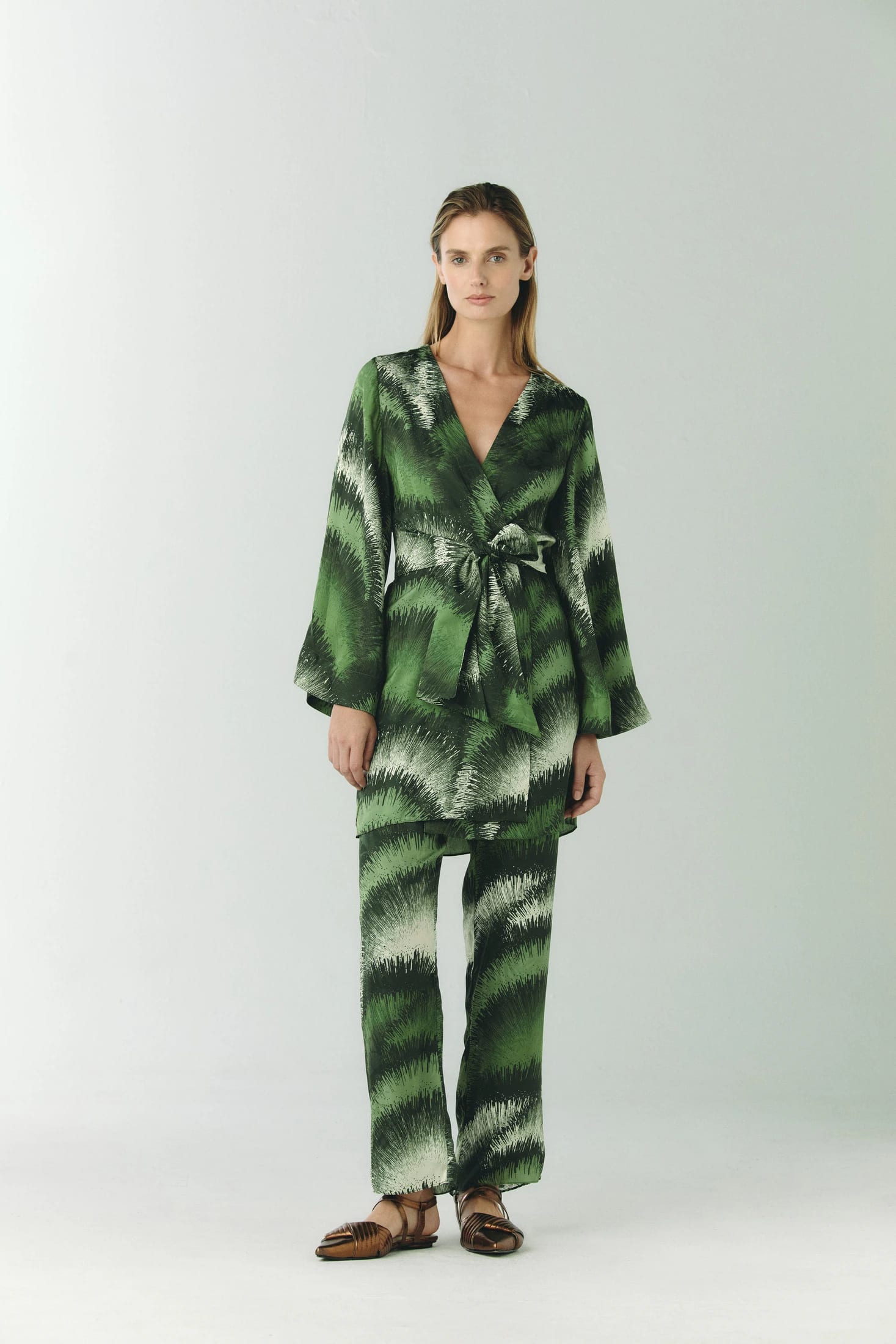 Santo Tomás Silk Jacquard Pants / Green Brushed - imagen 2