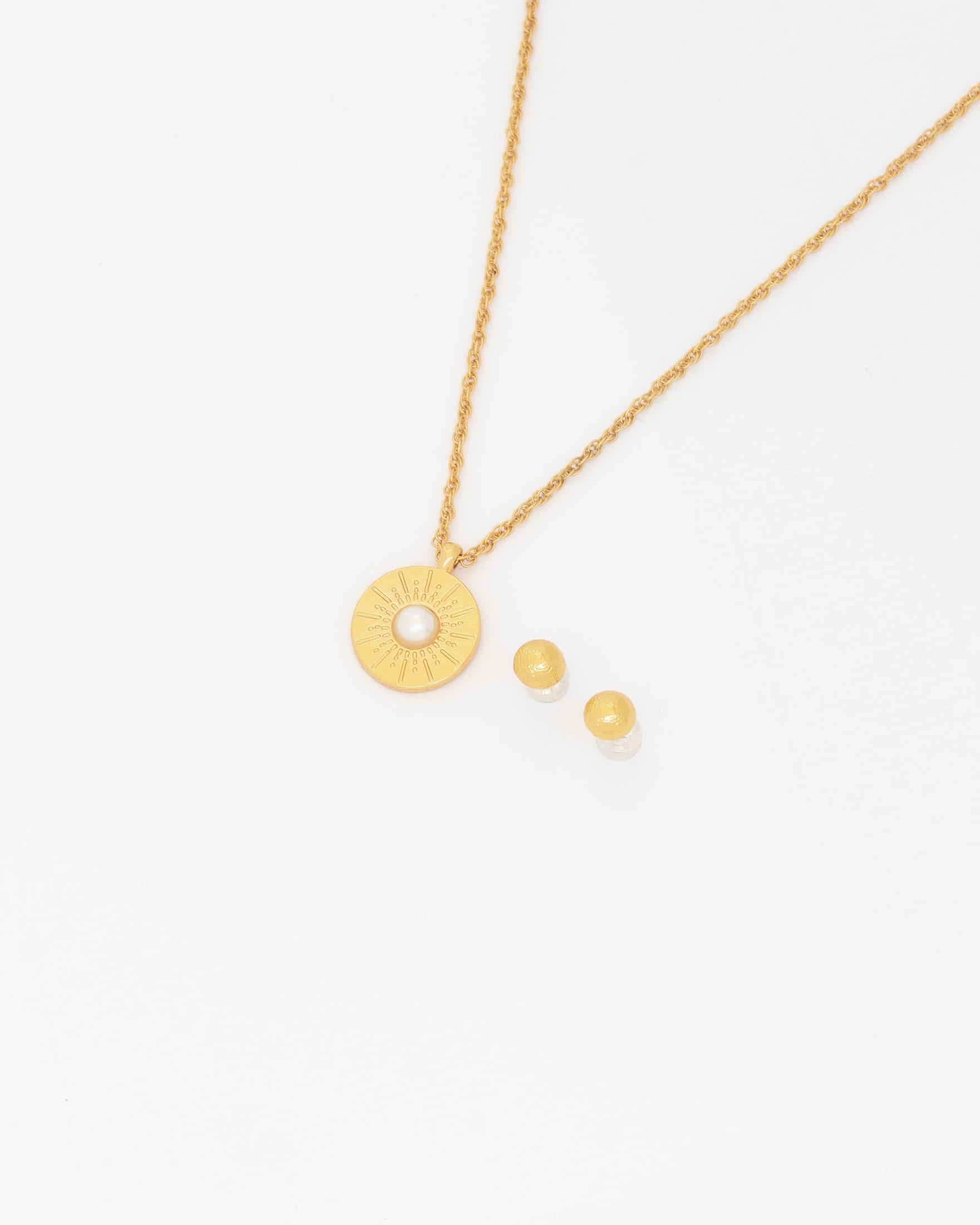Collar Perla Destellos + Aretes - imagen 1
