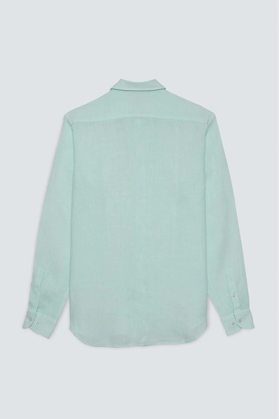 Men's linen shirt light turquoise - imagen 5