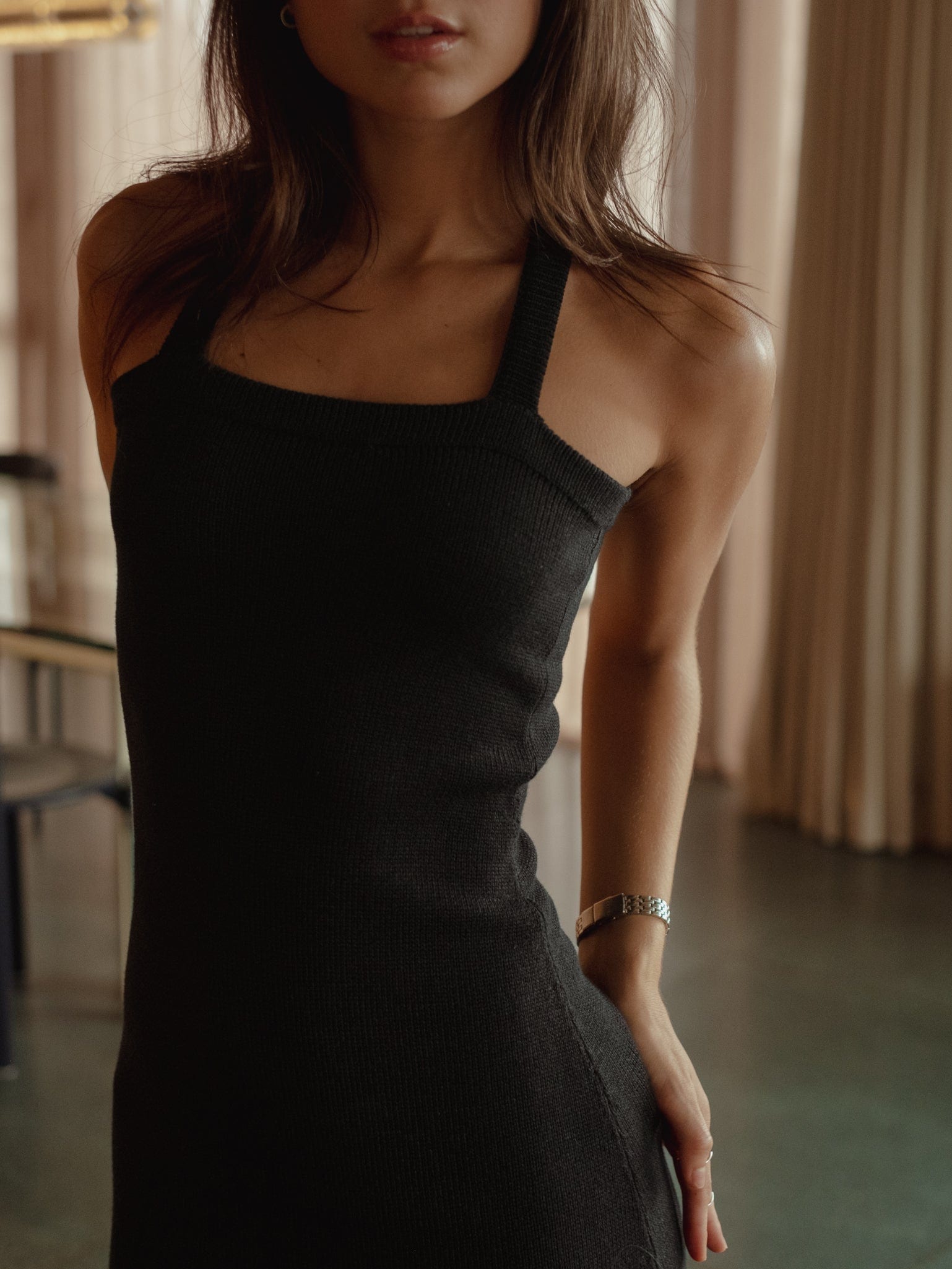LUXE KNIT DRESS - BLACK - imagen 6