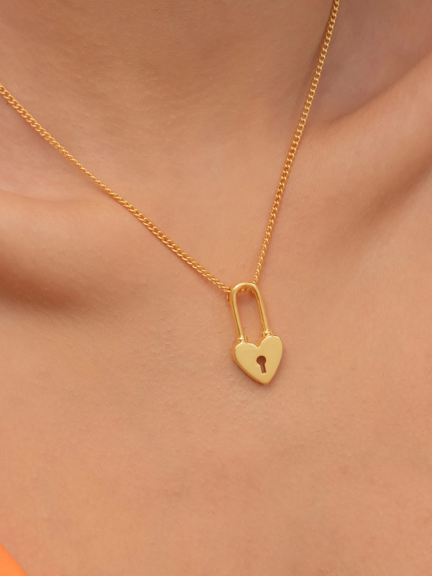 Collar Corazón Candado + Aretes - imagen 2