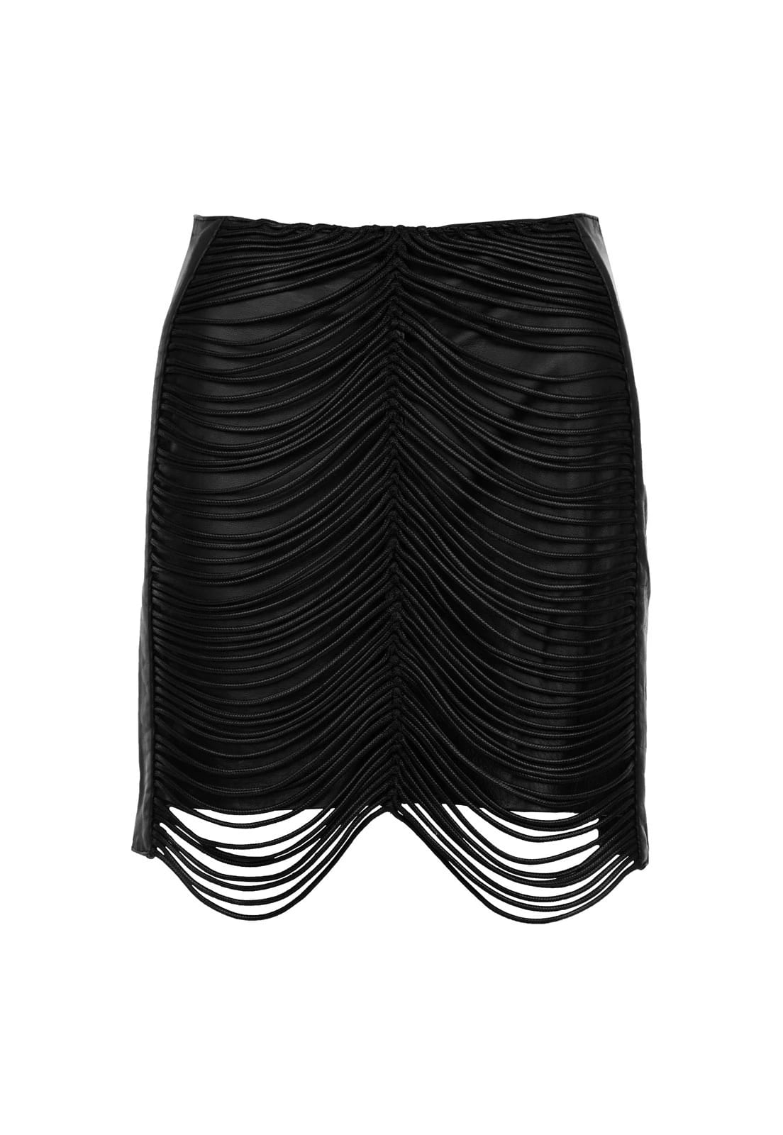LEATHER SNAKE-LIKE CORD MINISKIRT - imagen 1