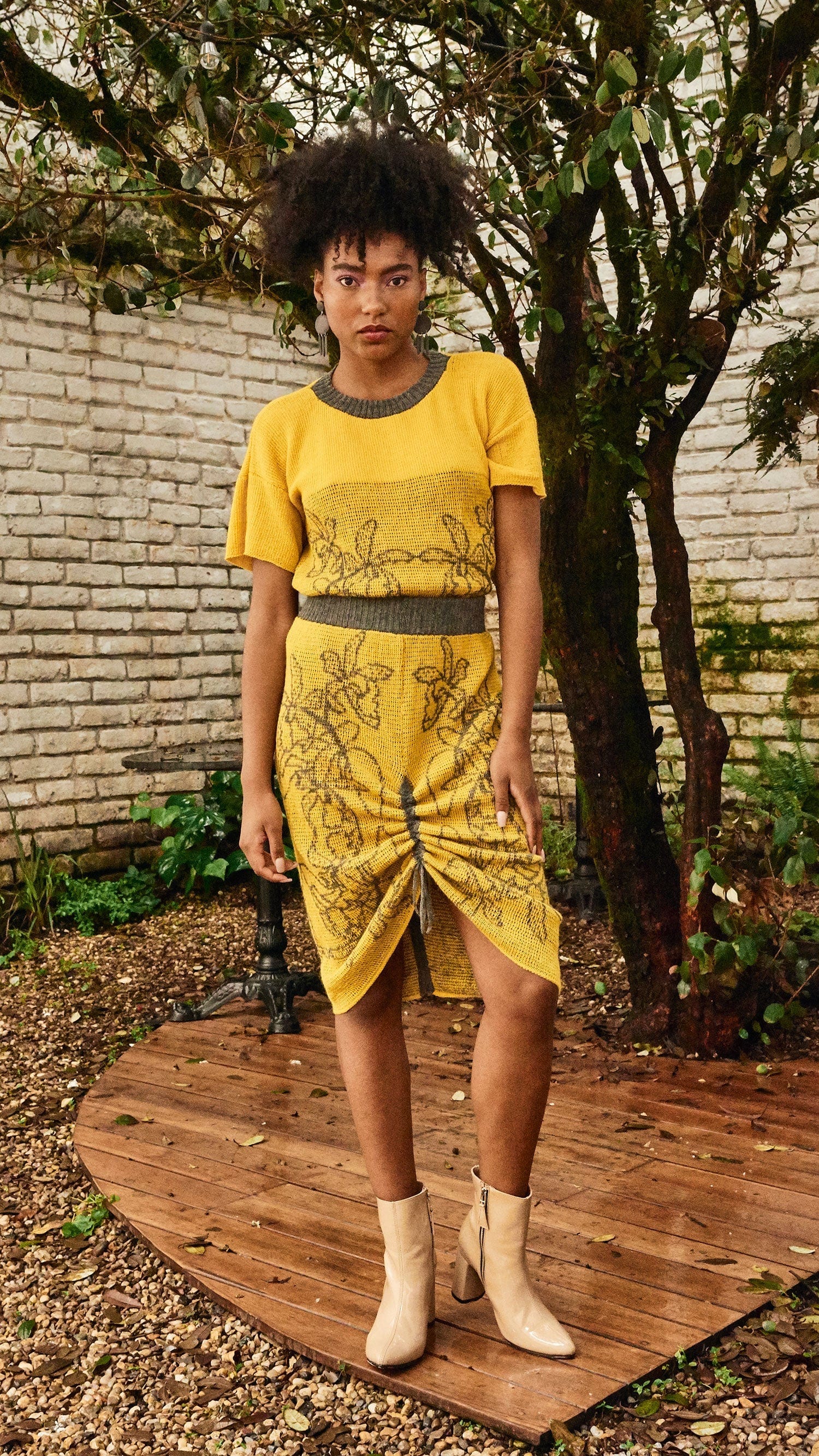 Falda Orquídea Alpaca - Amarillo y gris - imagen 3
