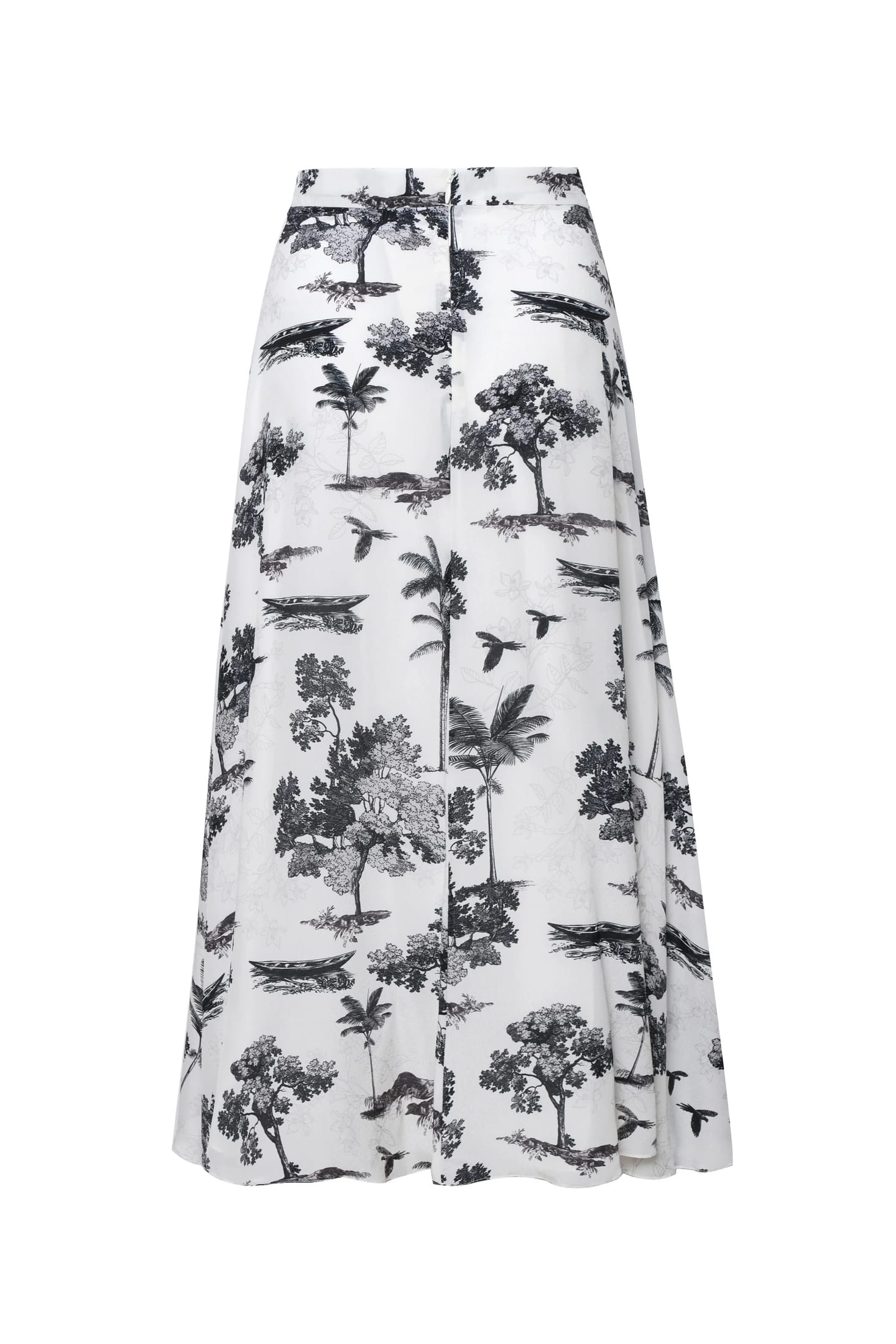 Capri Crepe Chine Midi Skirt / Ivory Trees - imagen 2