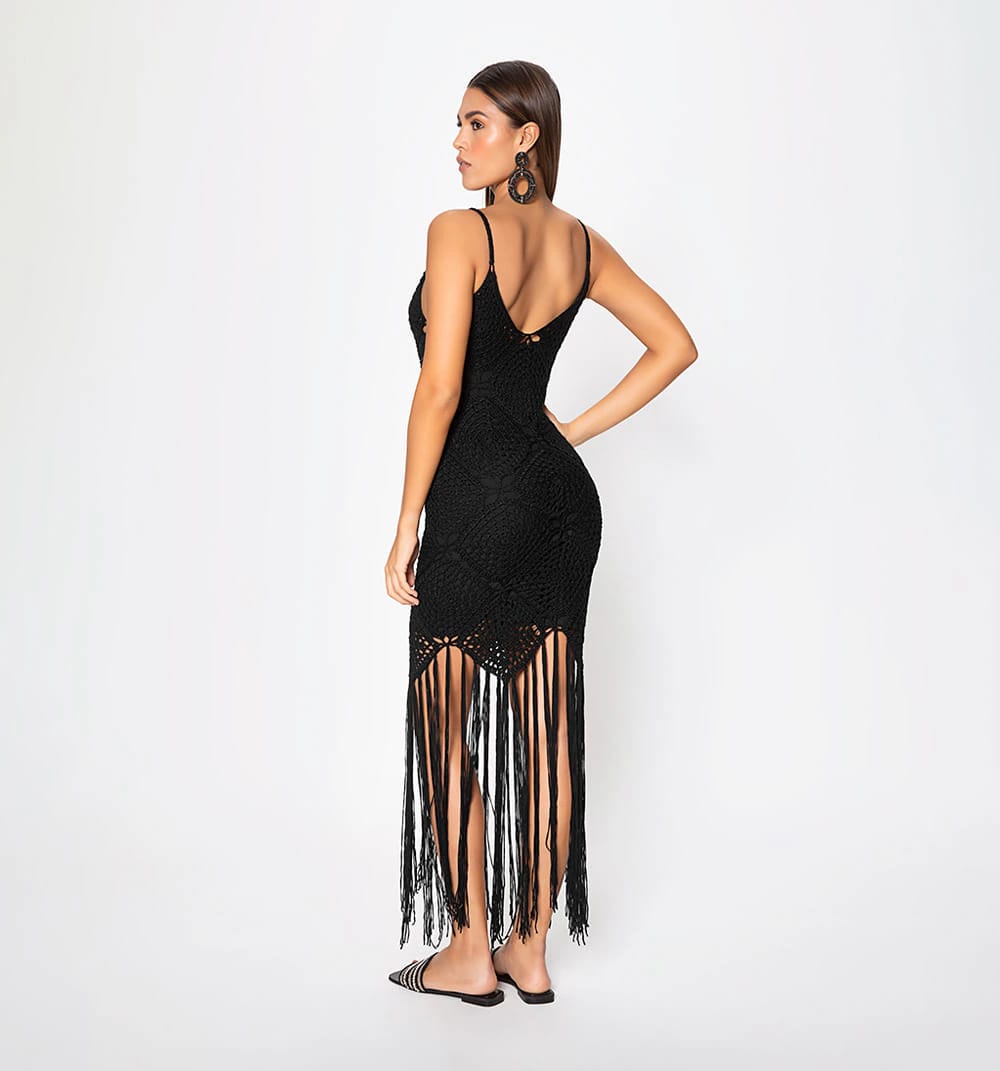 Vestido crochet con flecos - imagen 8