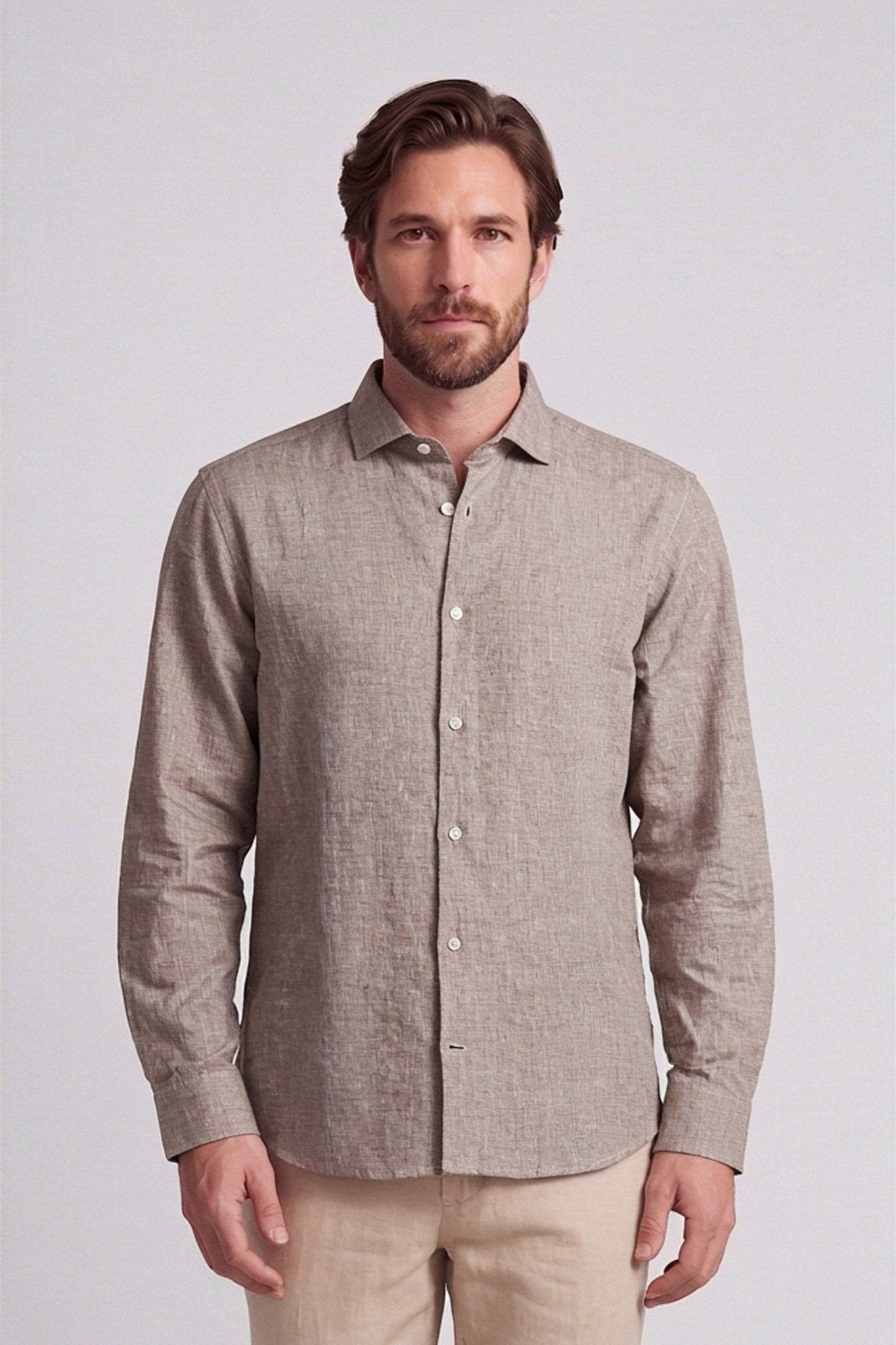 Camisa lino algodon manga larga para hombre Jon Sonen 010225057 - imagen 3