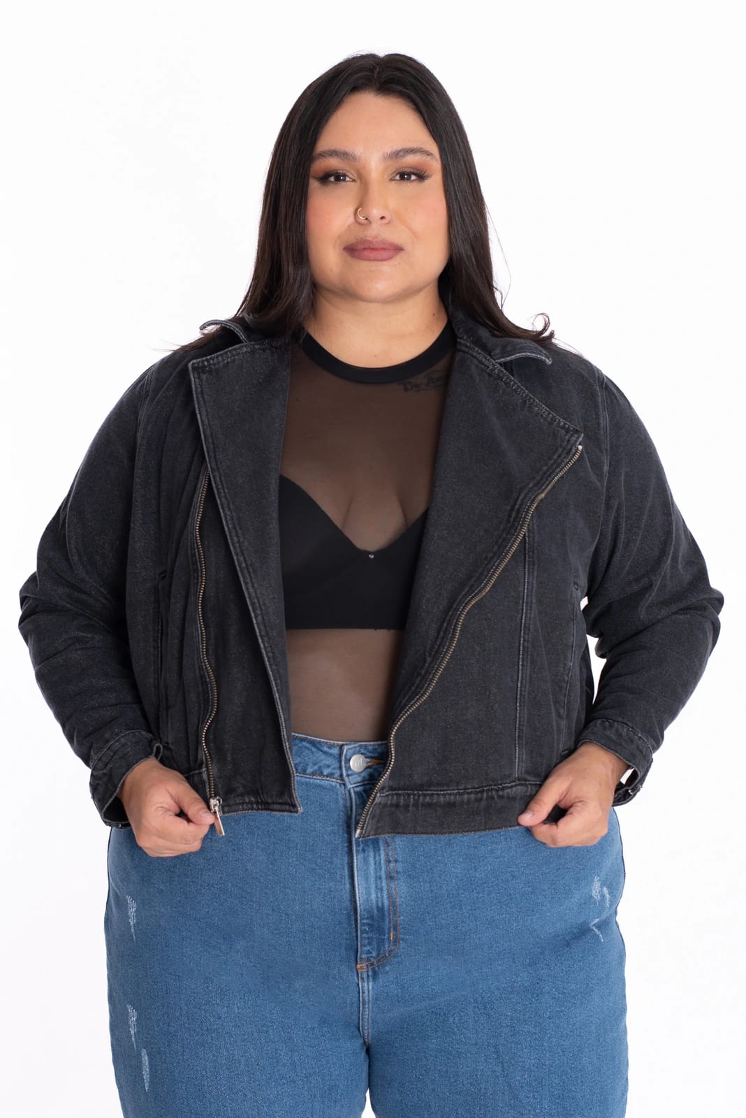 Chaqueta Biker Denim Negro - imagen 5