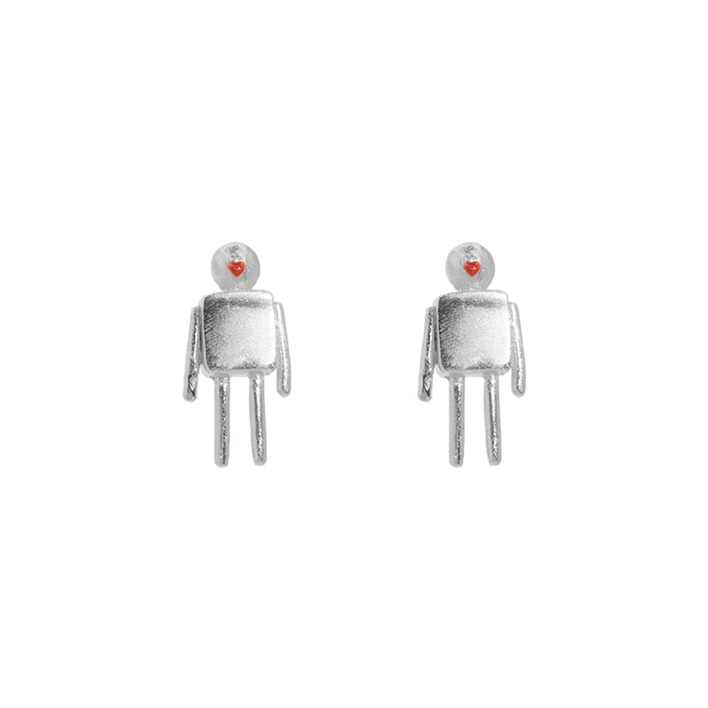 Aretes Robot Mini Plata - imagen 1