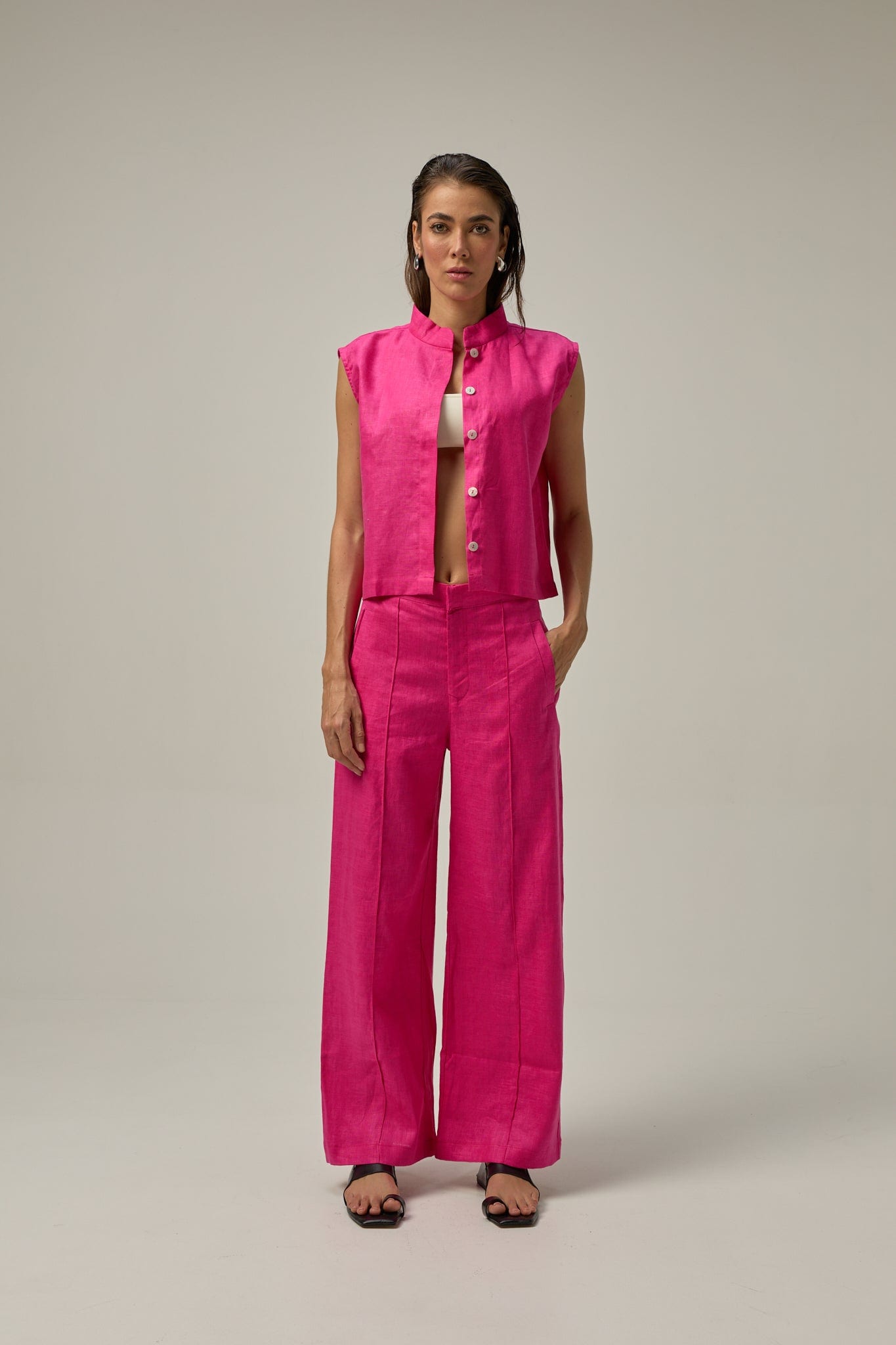 Pantalón Serre de lino | rosado Hot Pink - imagen 4
