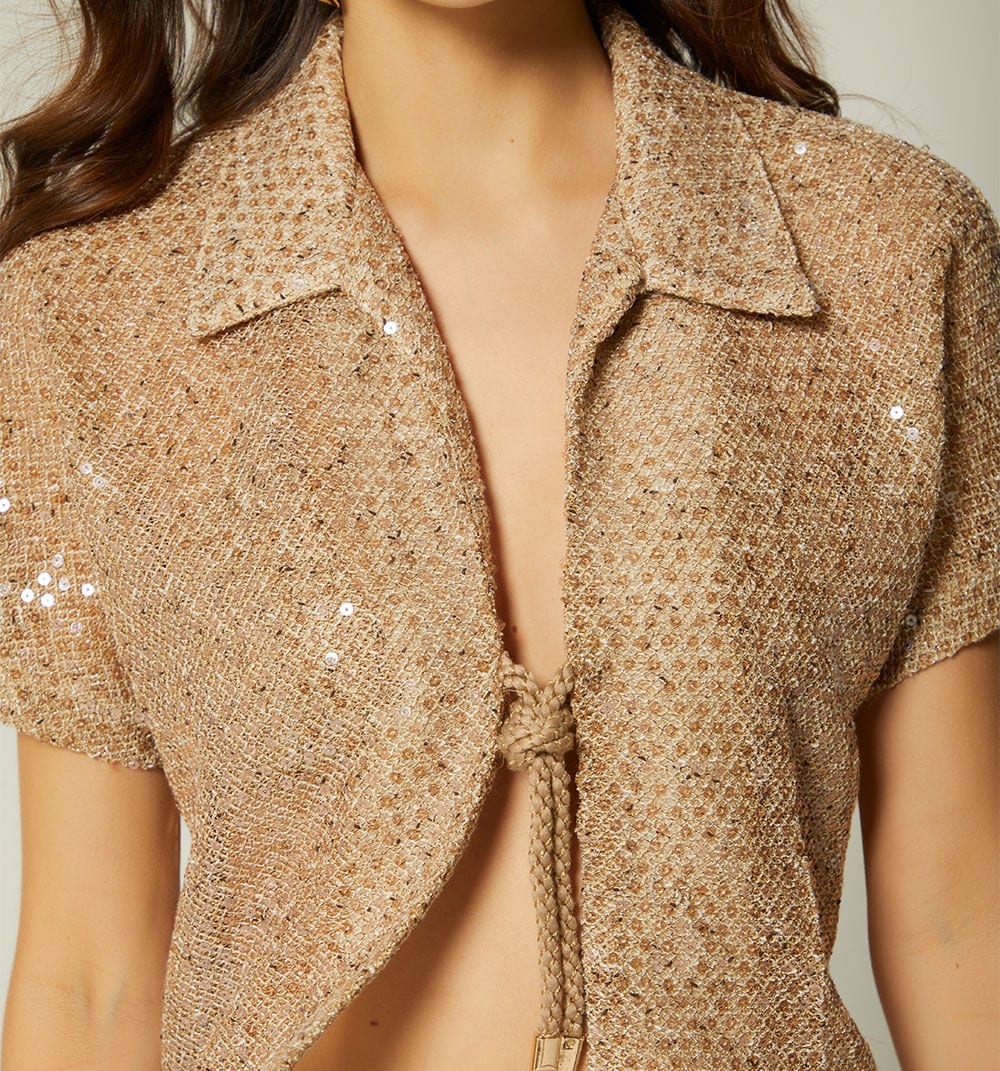 Blusa manga corta con amarre - imagen 4