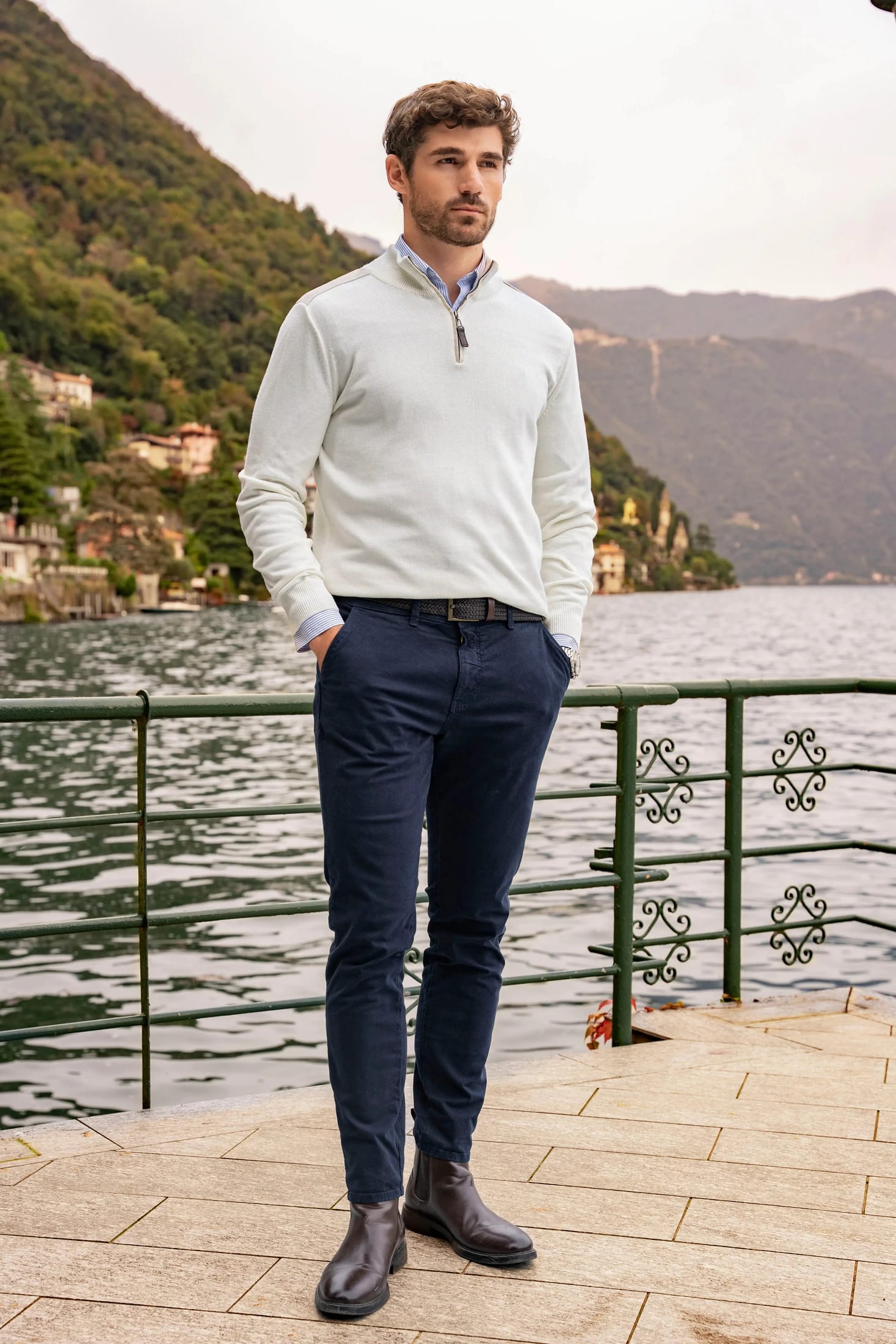 Suéter Halfzip Piamonte Hombre Hueso - imagen 3