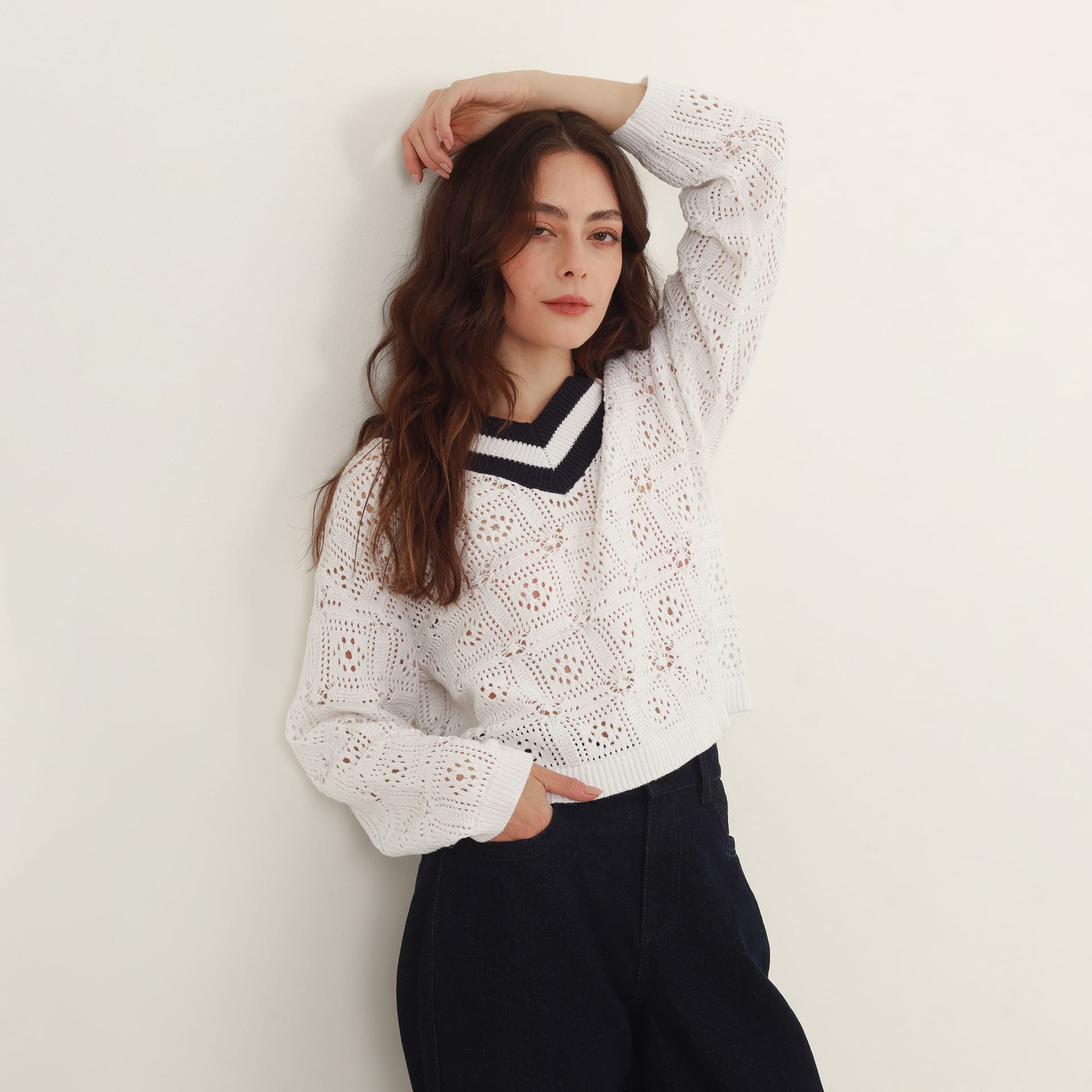 Sweater Cuello V Manga Larga - imagen 1