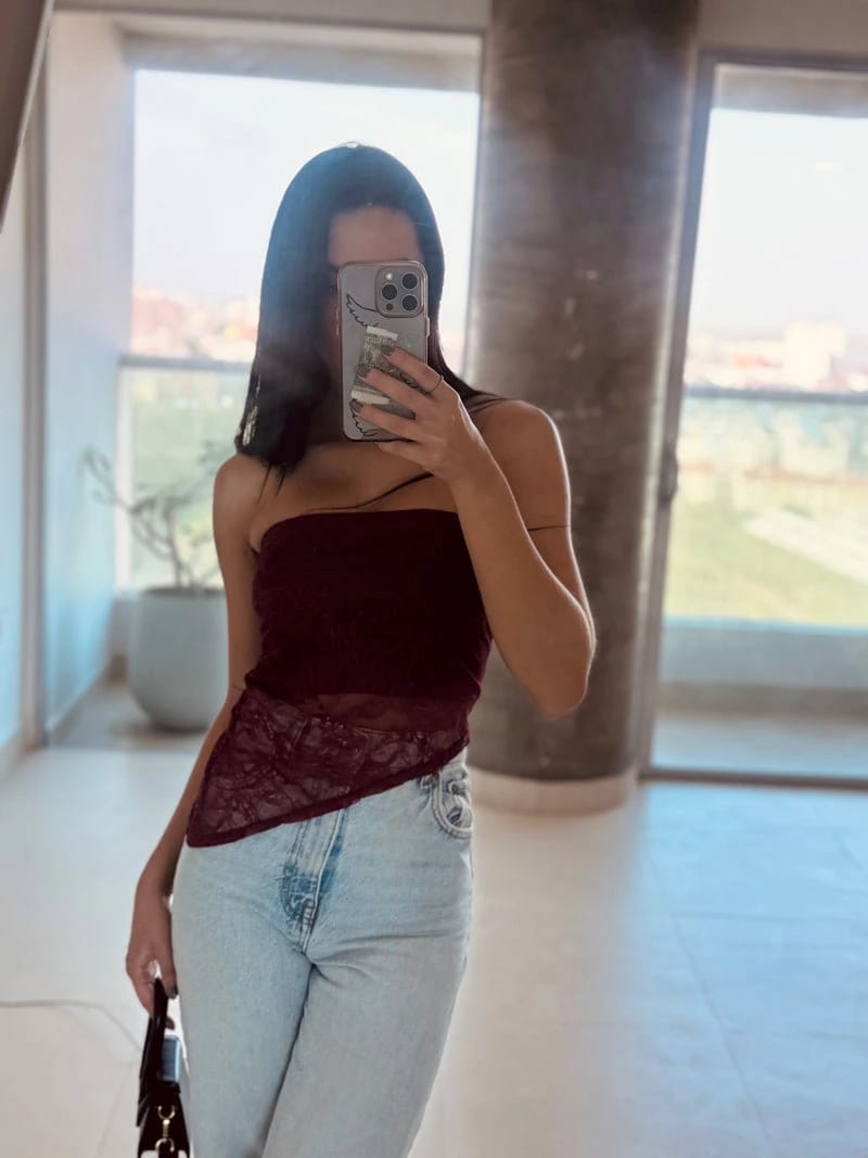 Strapless Encaje Vera - Vino - imagen 2