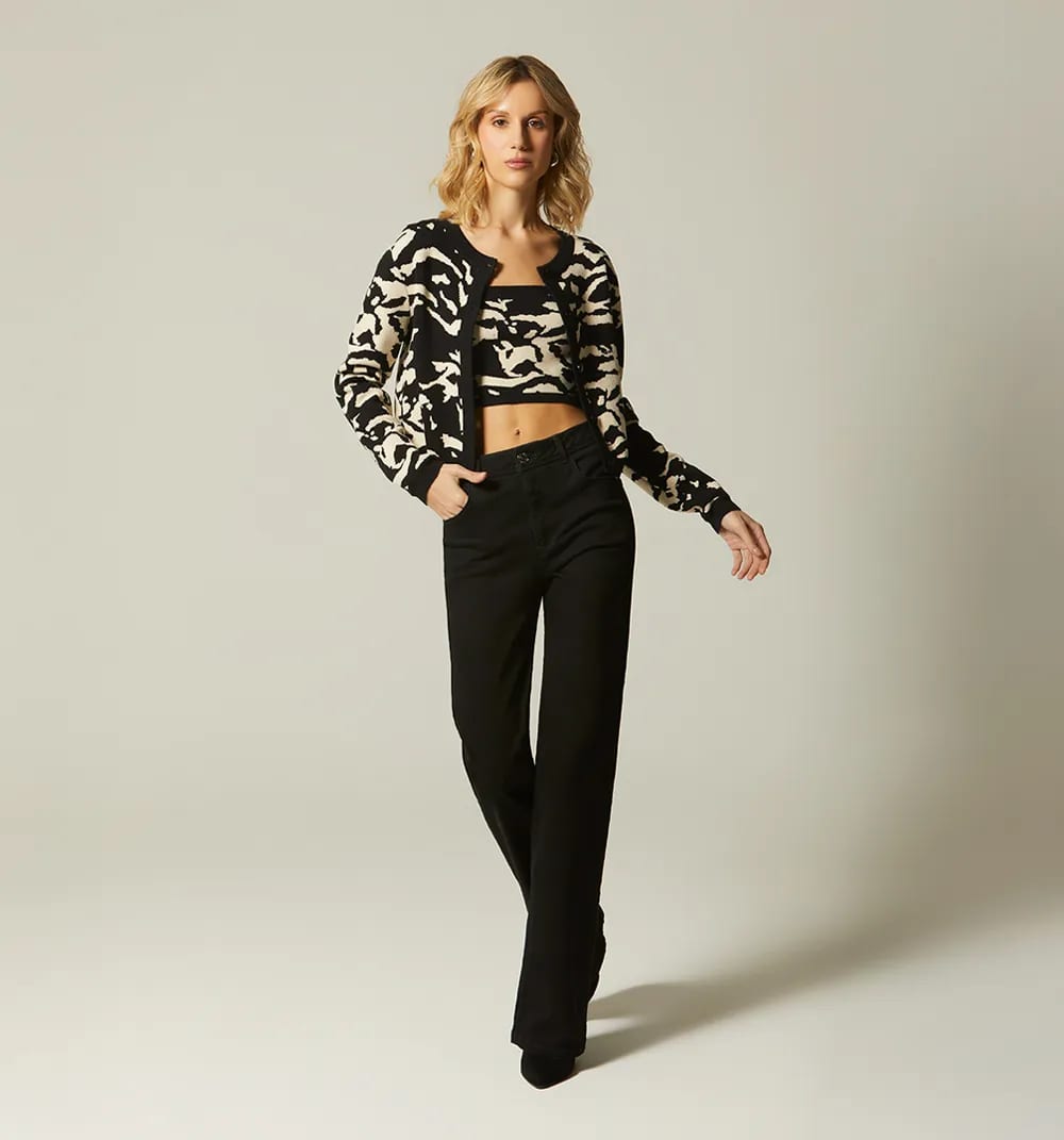 Cardigan estampado bi color - imagen 2