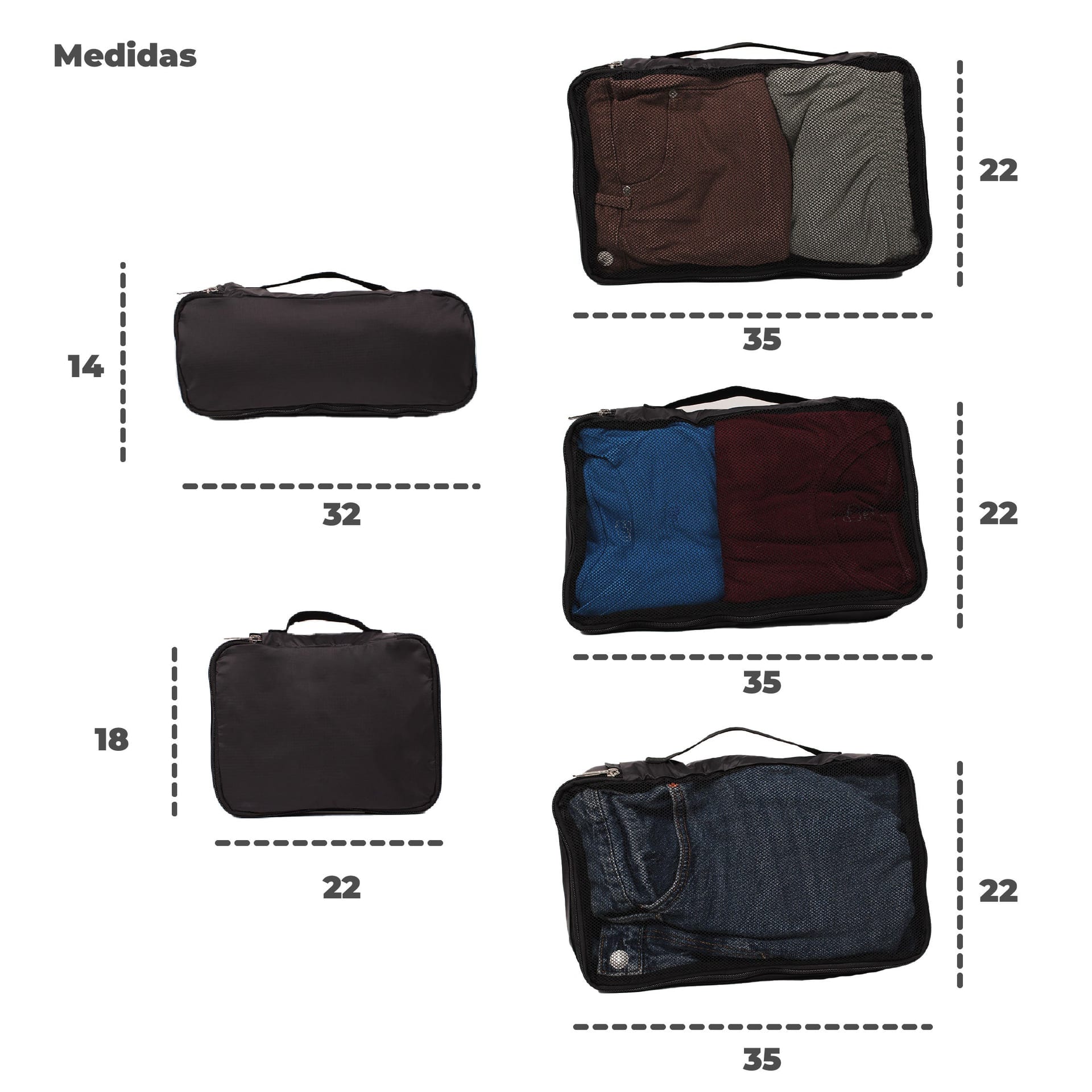 Cubos Organizadores Setx5 Para Morral One Light Negro -NG - imagen 3