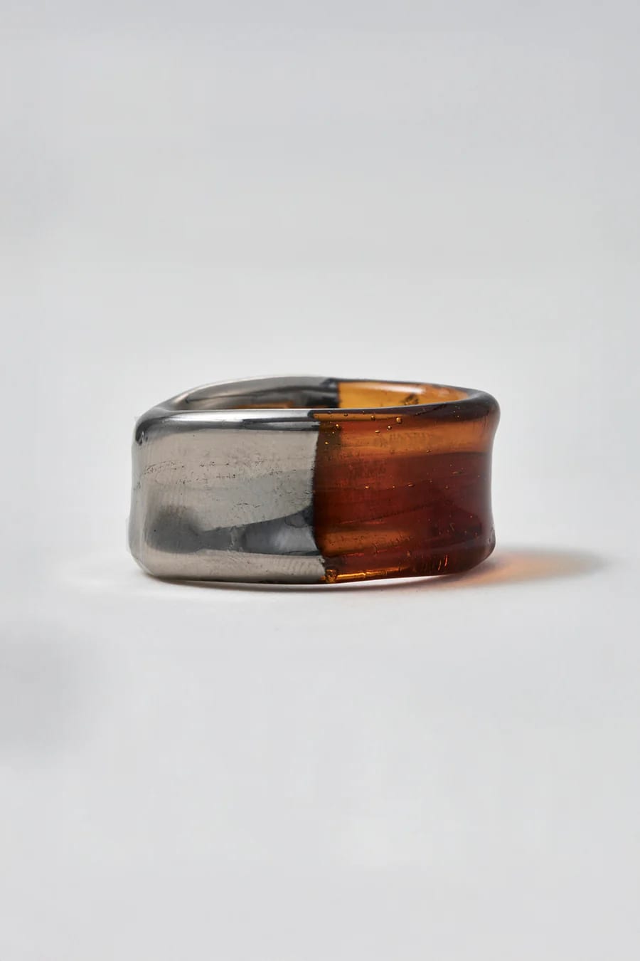 Anillo ámbar en vidrio y oro blanco - imagen 4