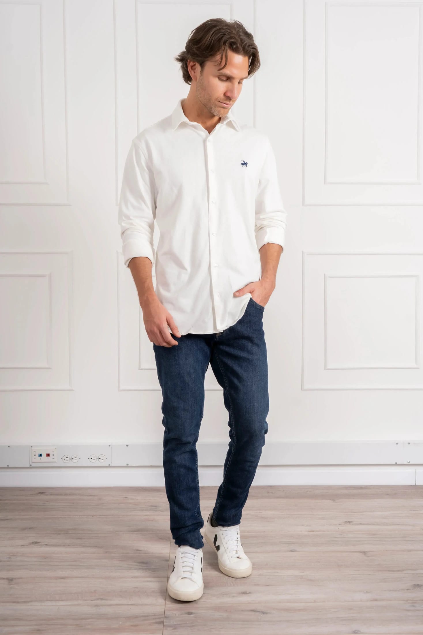 Camisa Pique Premium Hombre Blanco - imagen 3